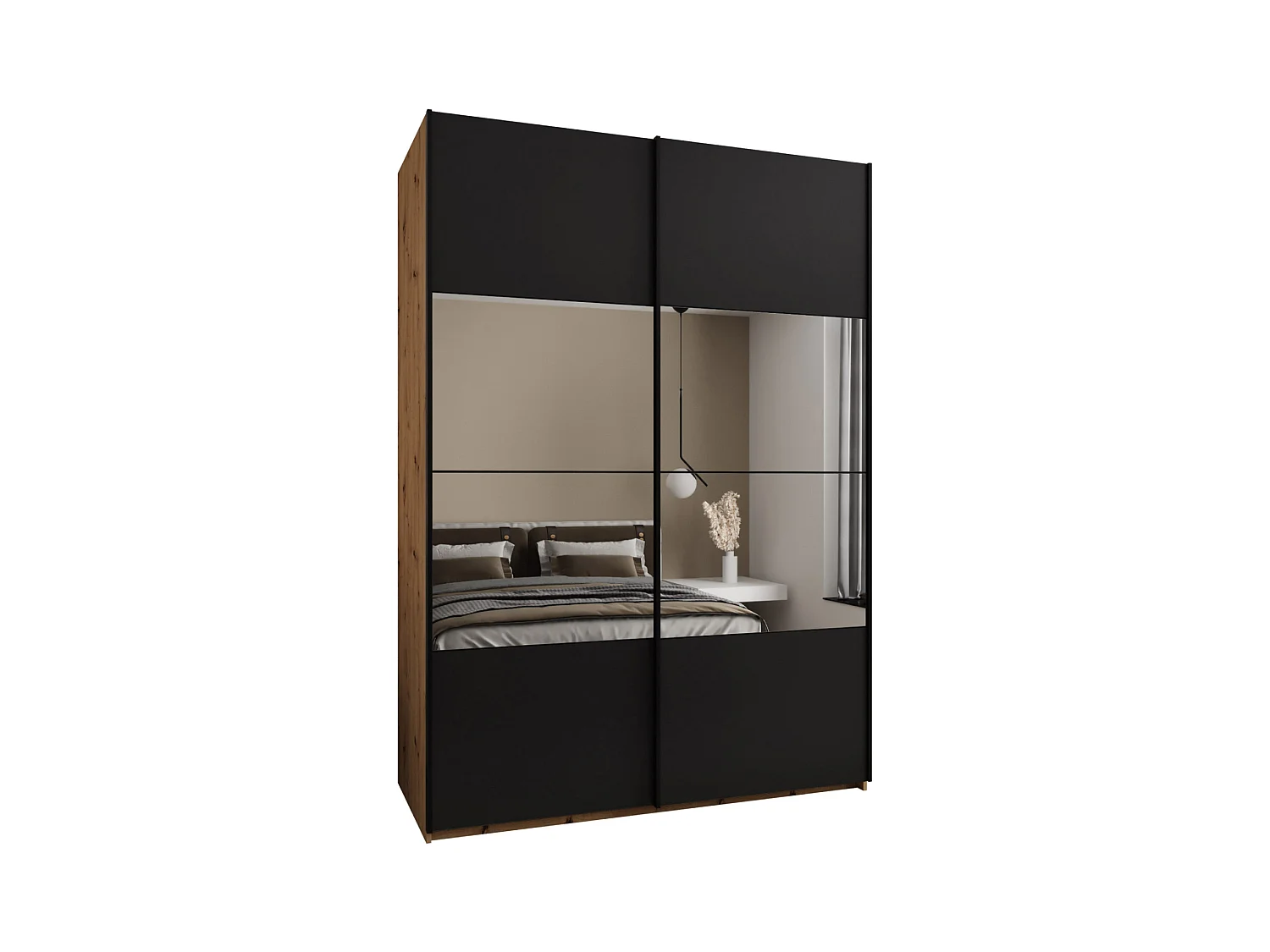SCHWEBETÜRENSCHRANK Lux 4 245,5/180/64 (Artisan/Schwarz/Schwarz)