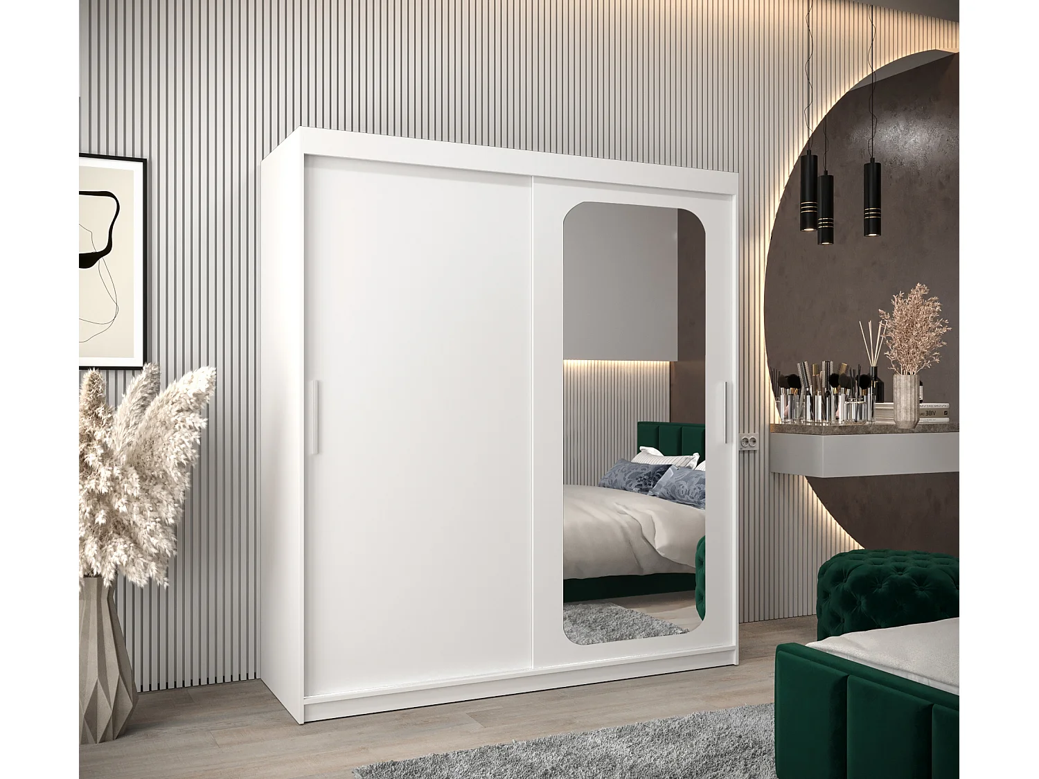 PROMO T2 KLEDINGKAST MET SCHUIFDEUREN 200/180/62 2 deuren (wit/wit)