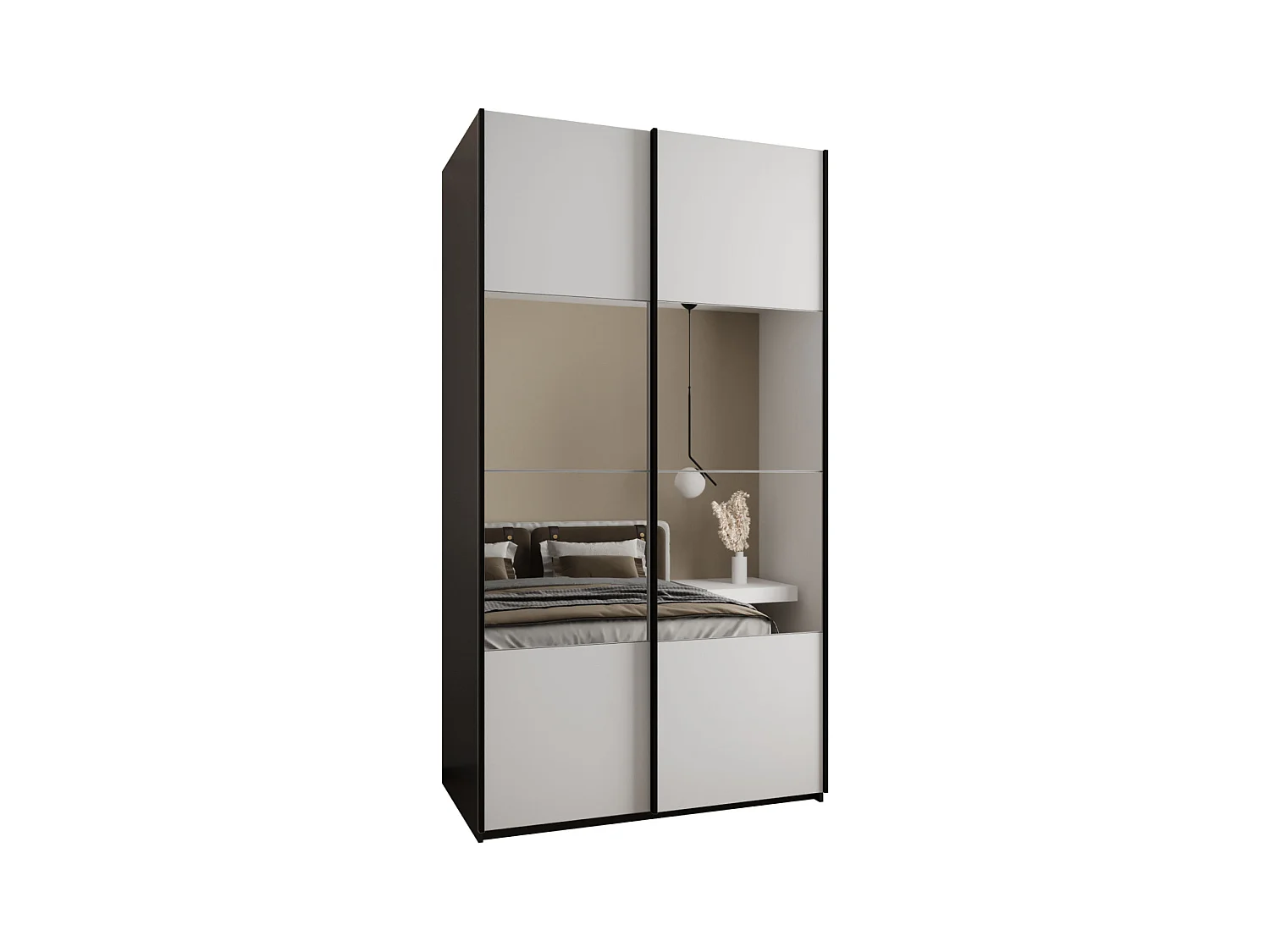 SCHWEBETÜRENSCHRANK Lux 4 245,5/130/64 (Schwarz/Weiß/Schwarz)