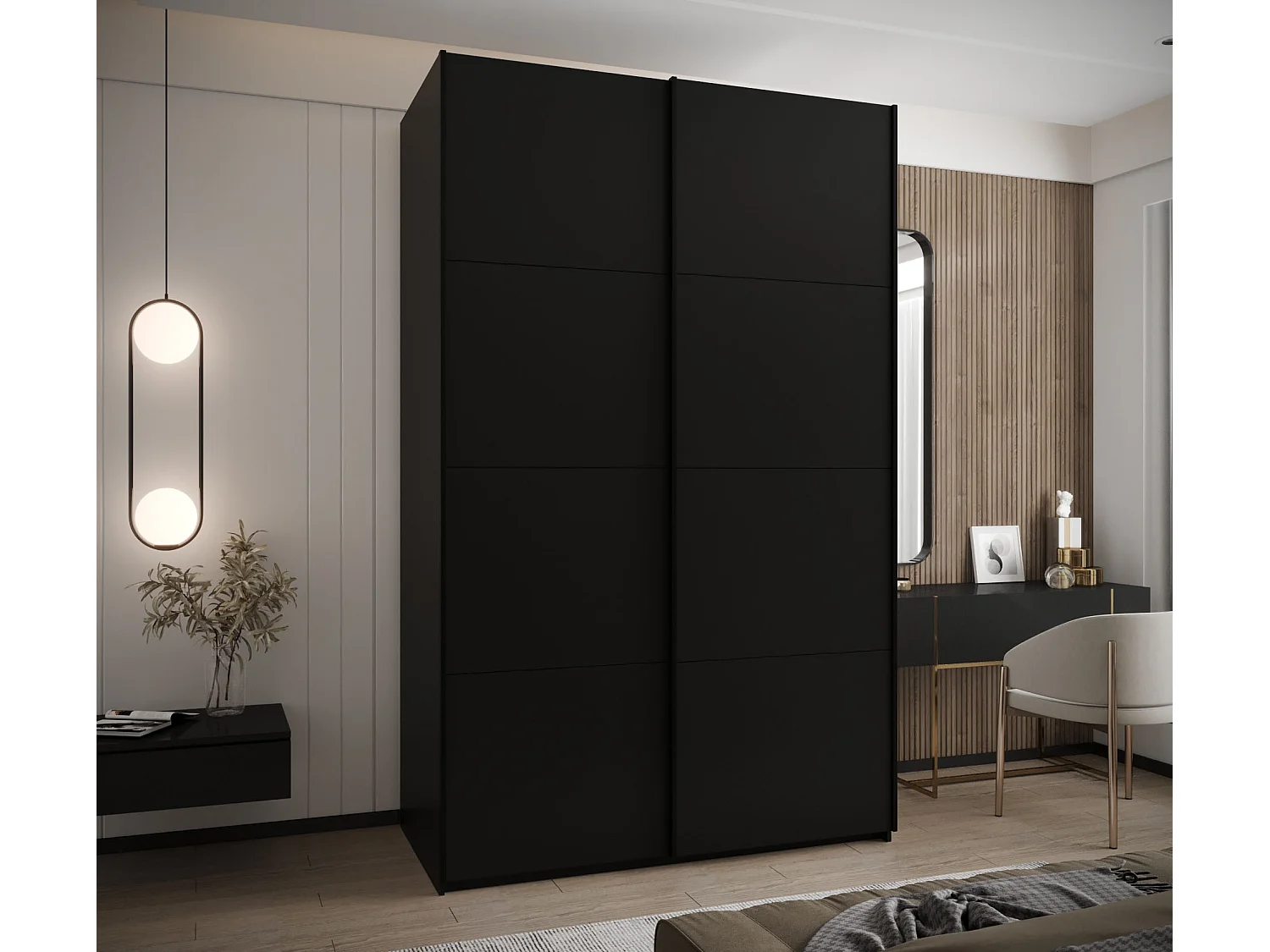 Armoire Lux 1 245,5/160/64 (Noir/Noir/Noir)