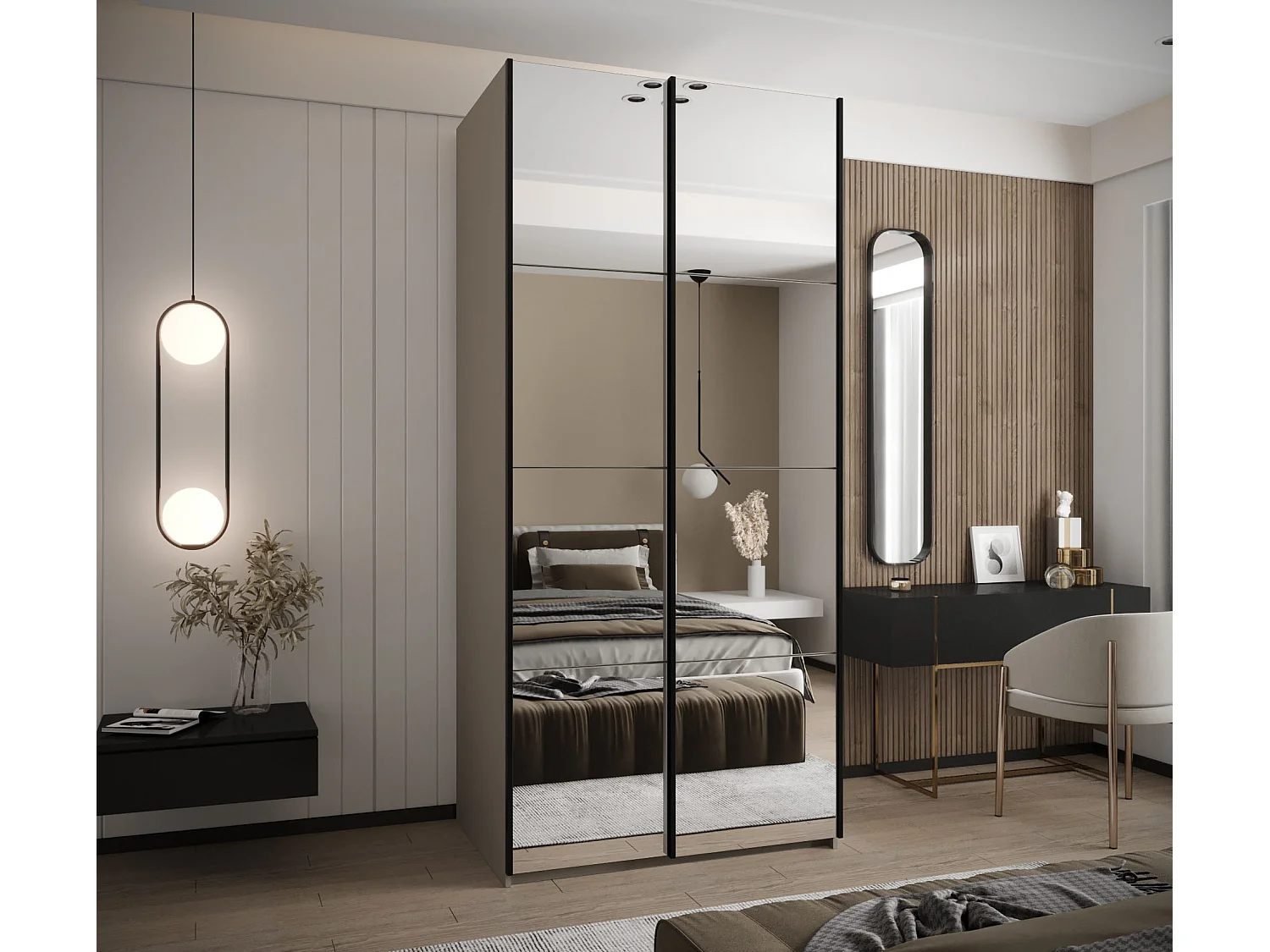 Armoire Lux 2 245,5/110/64 (Cachemire/Cachemire/Noir)