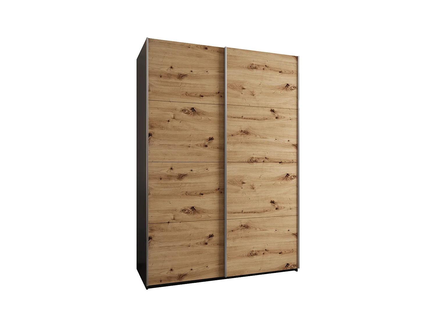 Armoire Lux 1 245,5/180/64 (Noir/Artisan/Argent)