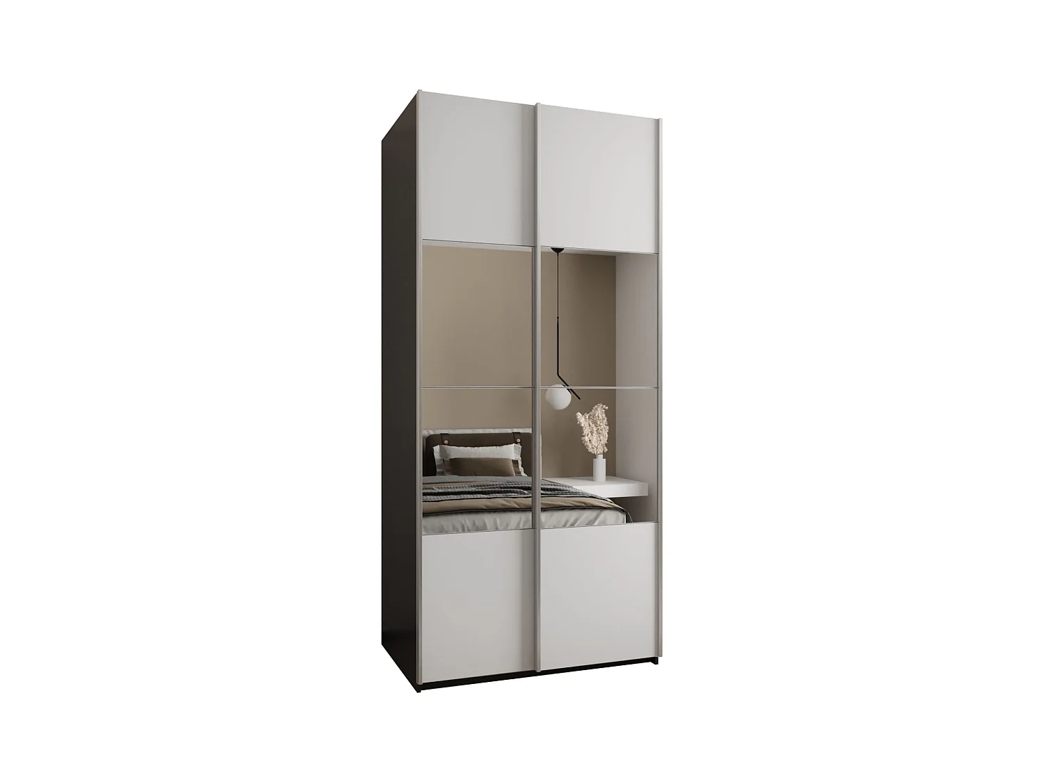Armoire Lux 4 245,5/110/64 (Noir/Blanc/Argent)