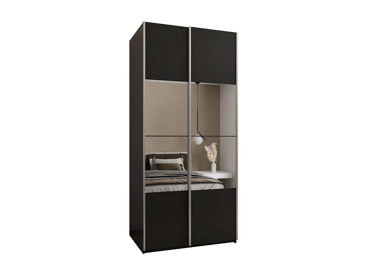 Armoire Lux 4 245,5/110/64 (Noir/Noir/Argent)