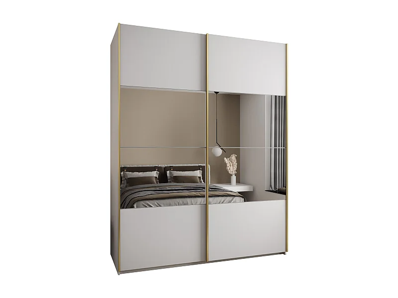 Armoire Lux 4 245,5/200/64 (Blanc/Blanc/Or)