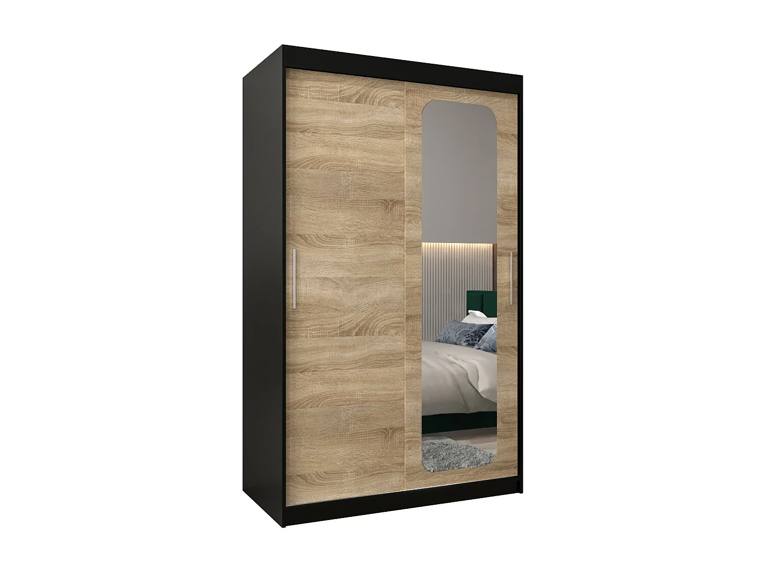 ARMOIRE PROMO T2 À PORTES COULISSANTES 200/120/62 2 Portes (Noir/Sonoma)