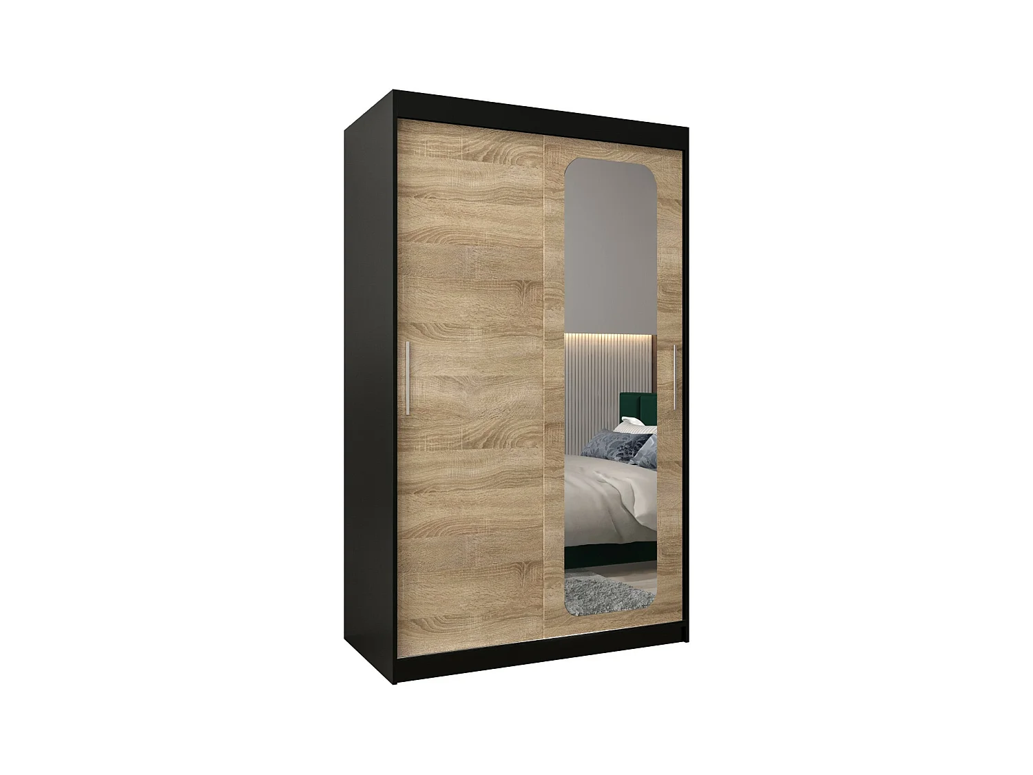 SCHWEBETÜRENSCHRANK PROMO T2 200/120/62 2-türig (Schwarz/Sonoma)