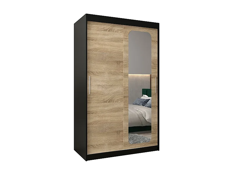 ARMOIRE PROMO T2 À PORTES COULISSANTES 200/120/62 2 Portes (Noir/Sonoma)