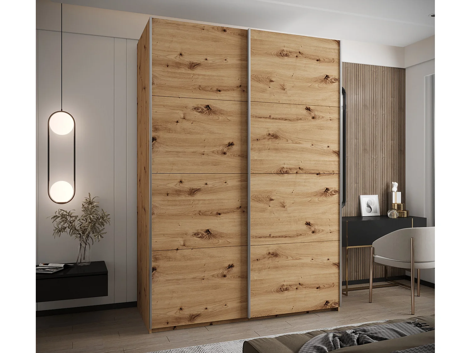 Armoire Lux 1 245,5/170/64 (Artisan/Artisan/Argent)