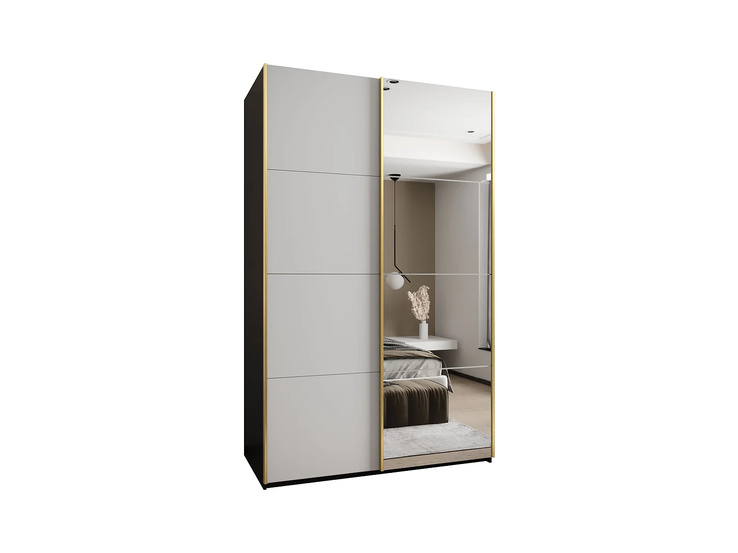 Armoire Lux 3 245,5/160/64 (Noir/Blanc/Or)