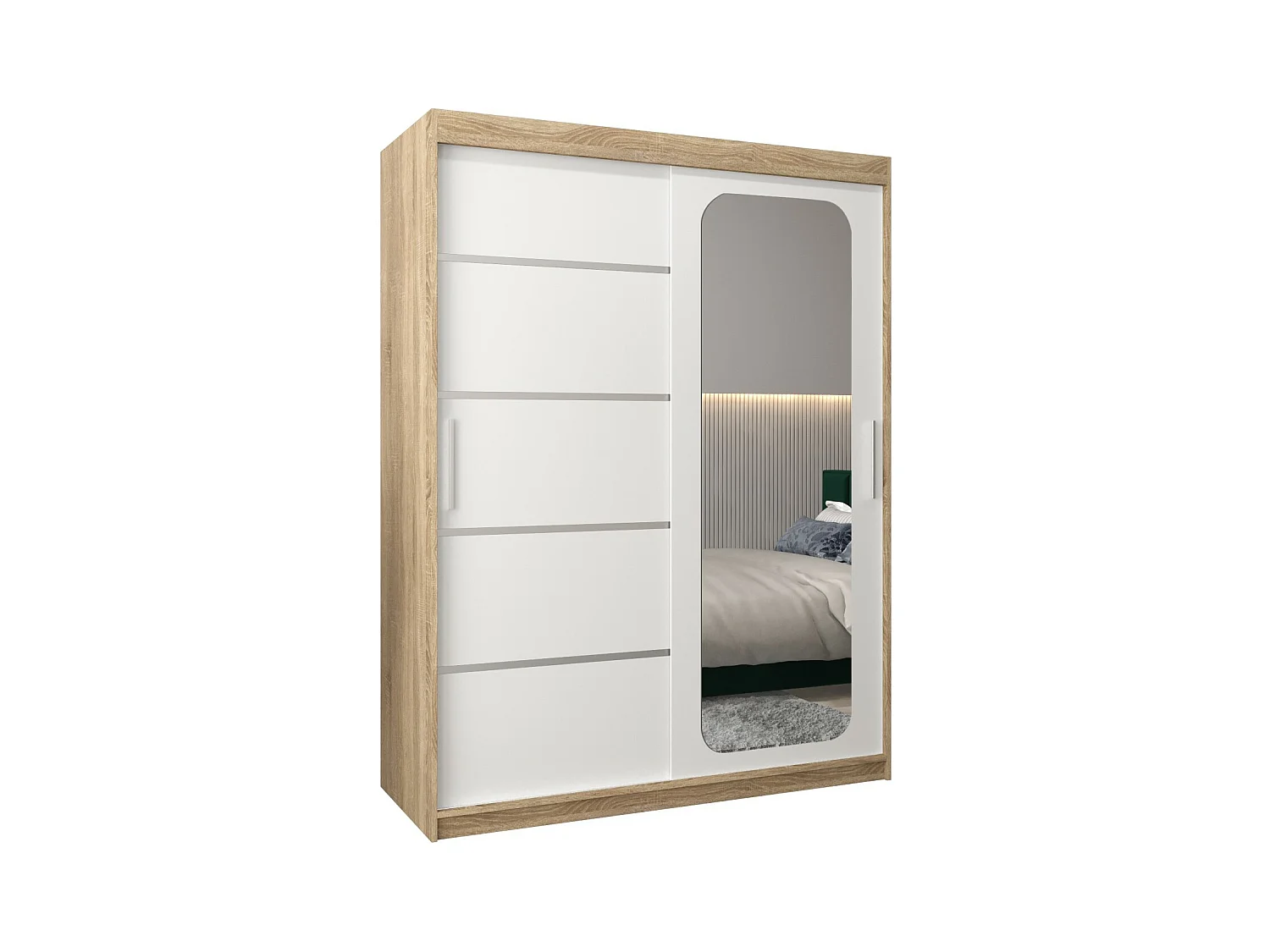 ARMOIRE PROMO V2 À PORTES COULISSANTES 200/150/62 2 Portes (Sonoma/Blanc)