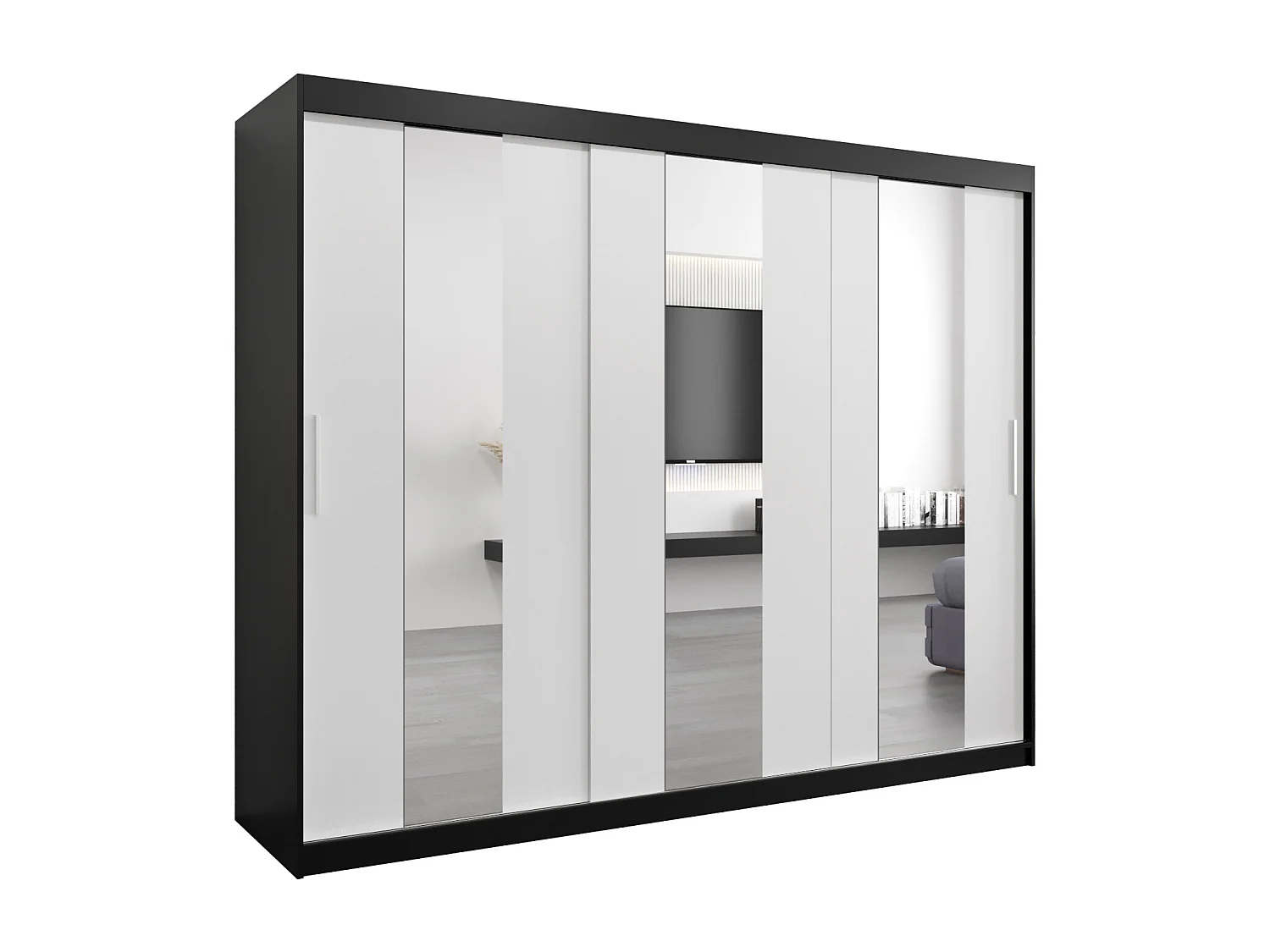 Armoire Pole À Portes Coulissantes 200/250/62 3 Portes (Noir/Blanc)