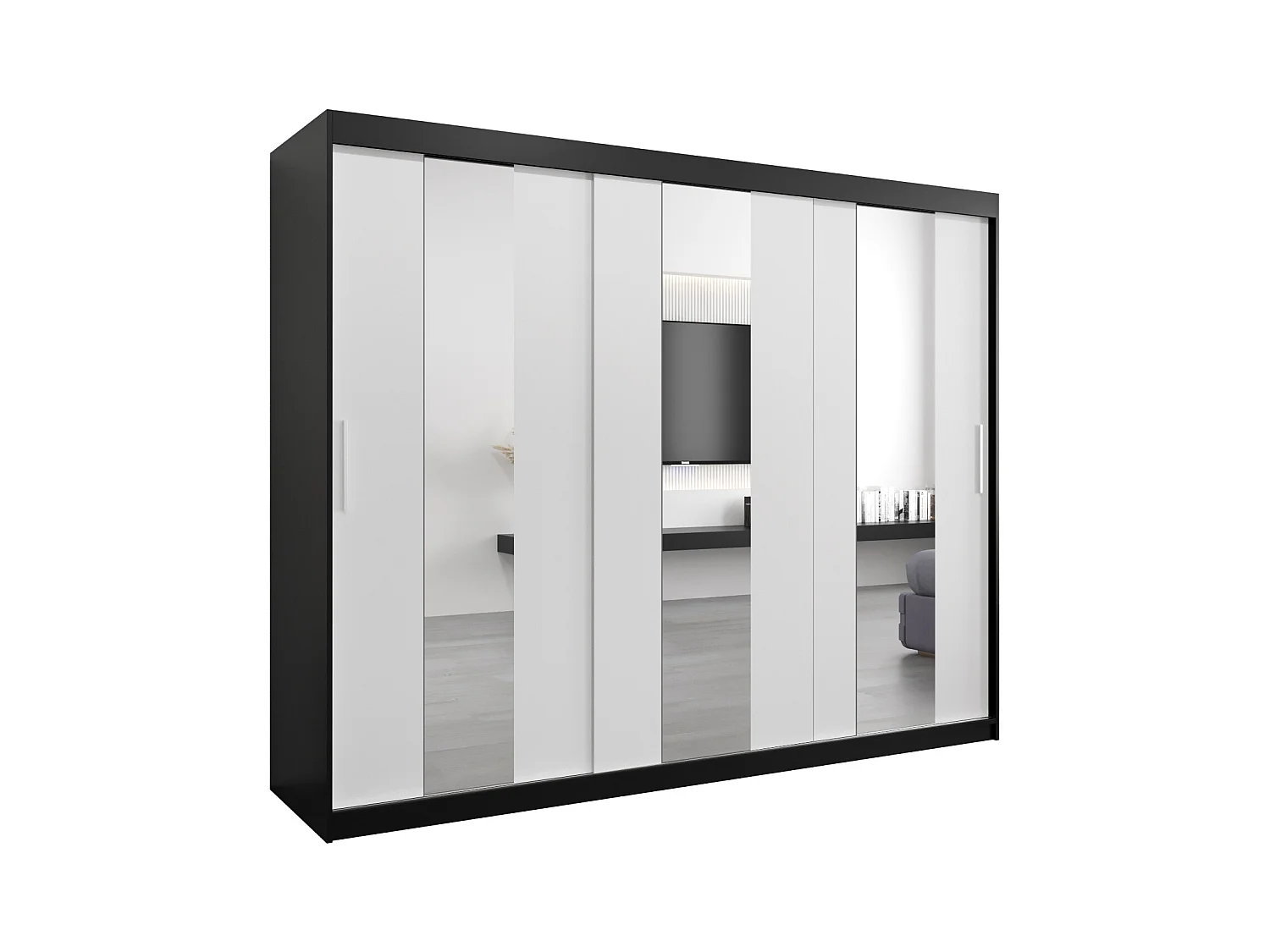 Armoire Pole À Portes Coulissantes 200/250/62 3 Portes (Noir/Blanc)