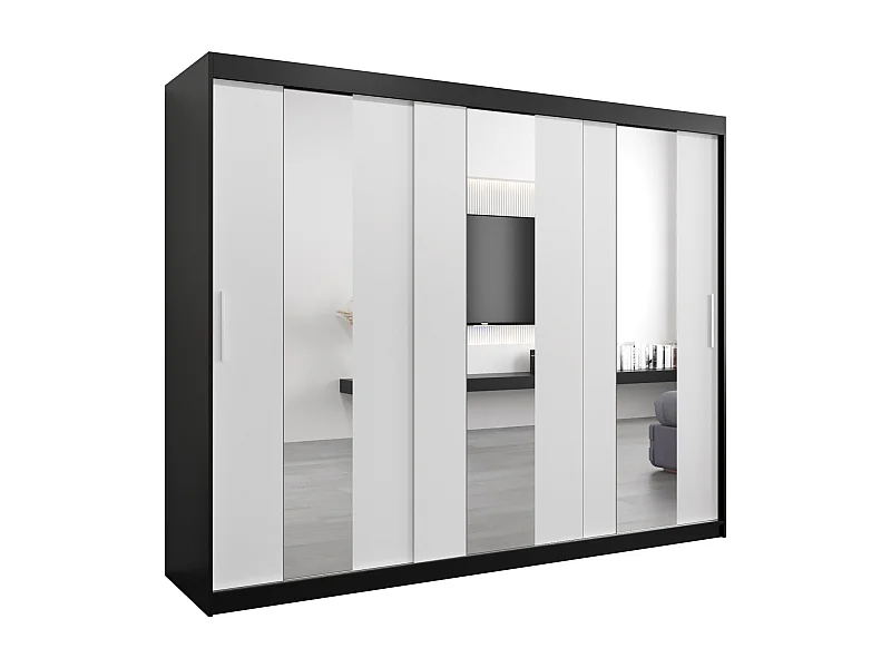 Armoire Pole À Portes Coulissantes 200/250/62 3 Portes (Noir/Blanc)