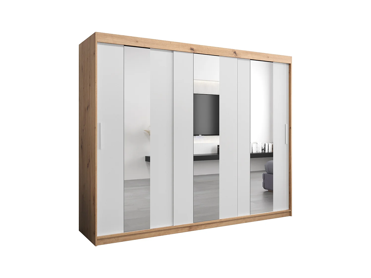 Pole kledingkast met schuifdeuren 200/250/62 3 deuren (artisan/wit)