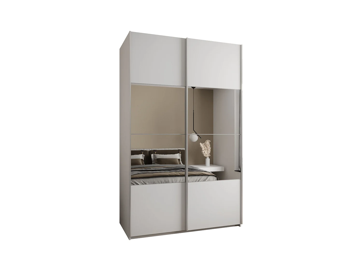 Armoire Lux 4 245,5/160/64 (Blanc/Blanc/Argent)