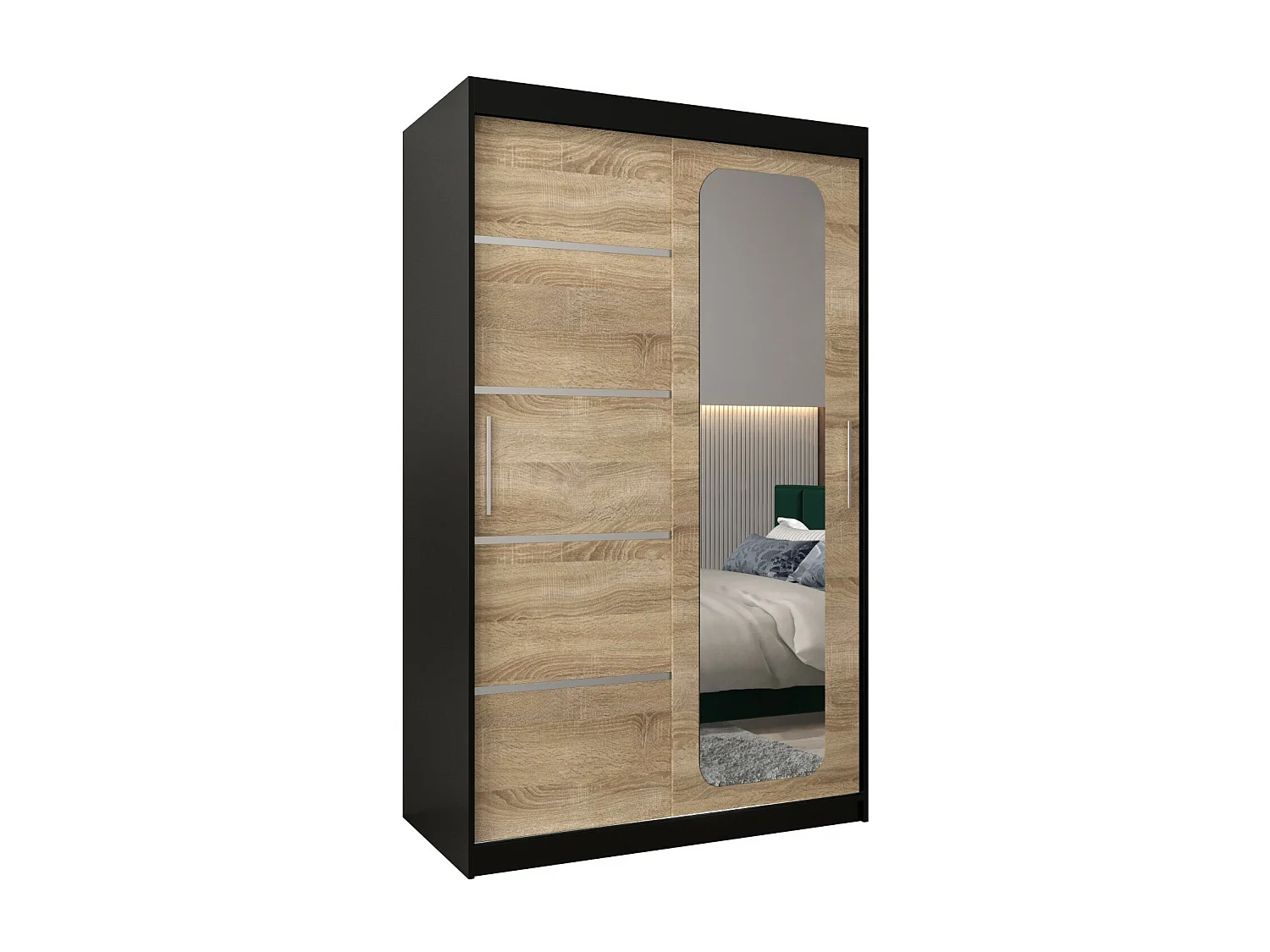 ARMOIRE PROMO V2 À PORTES COULISSANTES 200/120/62 2 Portes (Noir/Sonoma)