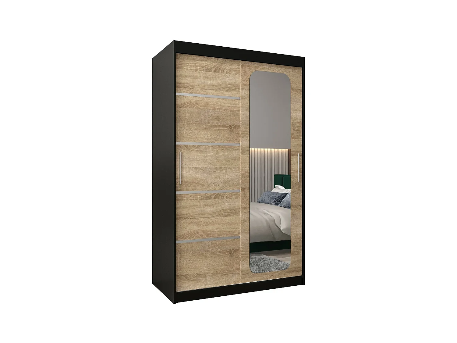 ARMOIRE PROMO V2 À PORTES COULISSANTES 200/120/62 2 Portes (Noir/Sonoma)