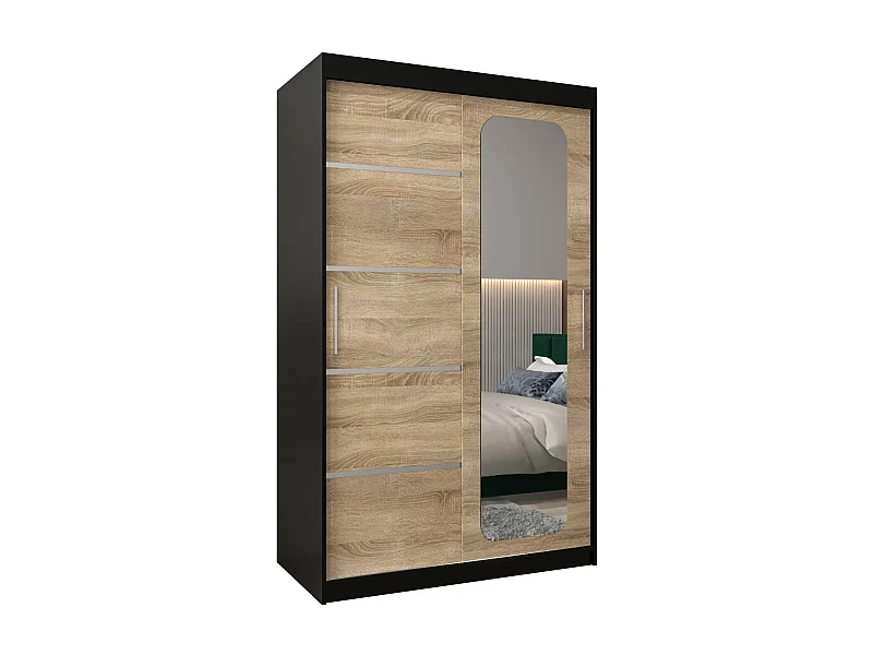 ARMOIRE PROMO V2 À PORTES COULISSANTES 200/120/62 2 Portes (Noir/Sonoma)