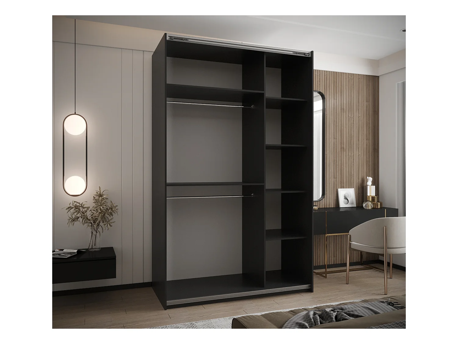 Armoire Lux 4 245,5/150/64 (Noir/Artisan/Noir)