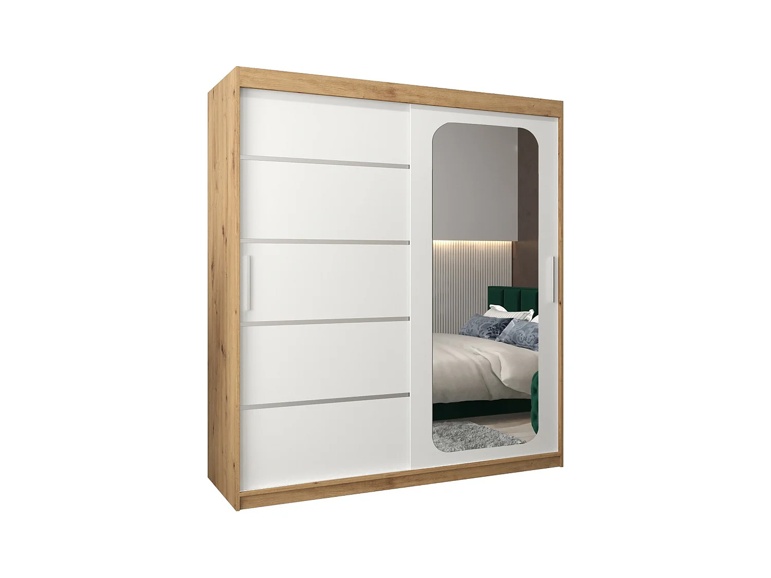 ARMOIRE PROMO V2 À PORTES COULISSANTES 200/180/62 2 Portes (Artisan/Blanc)