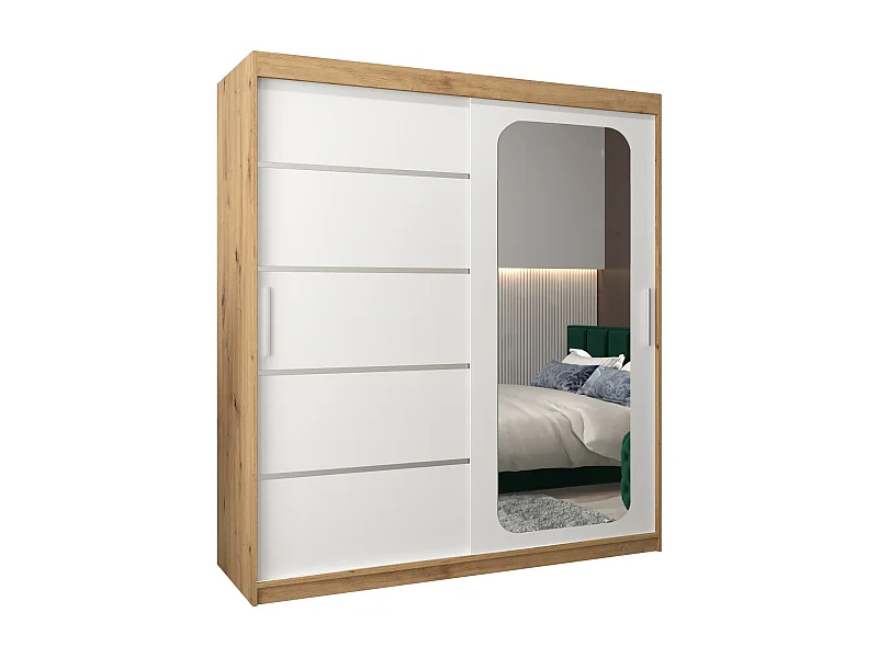ARMOIRE PROMO V2 À PORTES COULISSANTES 200/180/62 2 Portes (Artisan/Blanc)