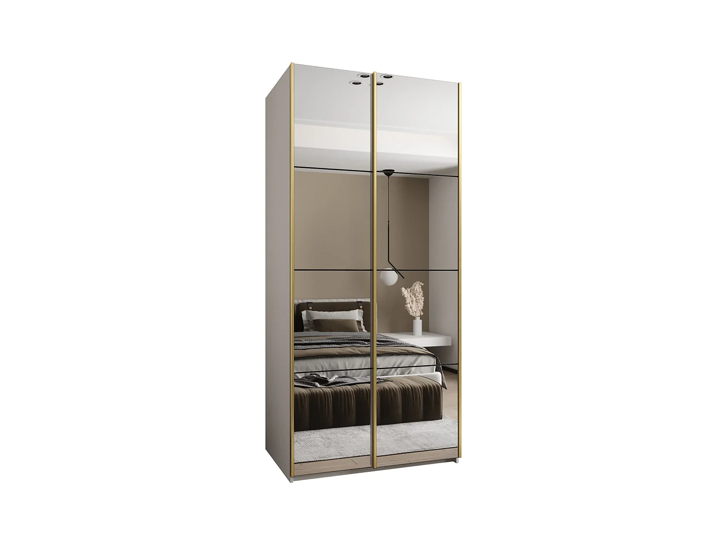 Armoire Lux 2 245,5/110/64 (Blanc/Noir/Argent)