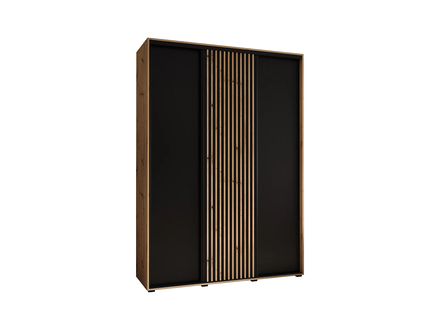 ARMOIRE LANKO 1 À PORTES COULISSANTES 235,2/170/45 3 Portes (Artisan/Noir)