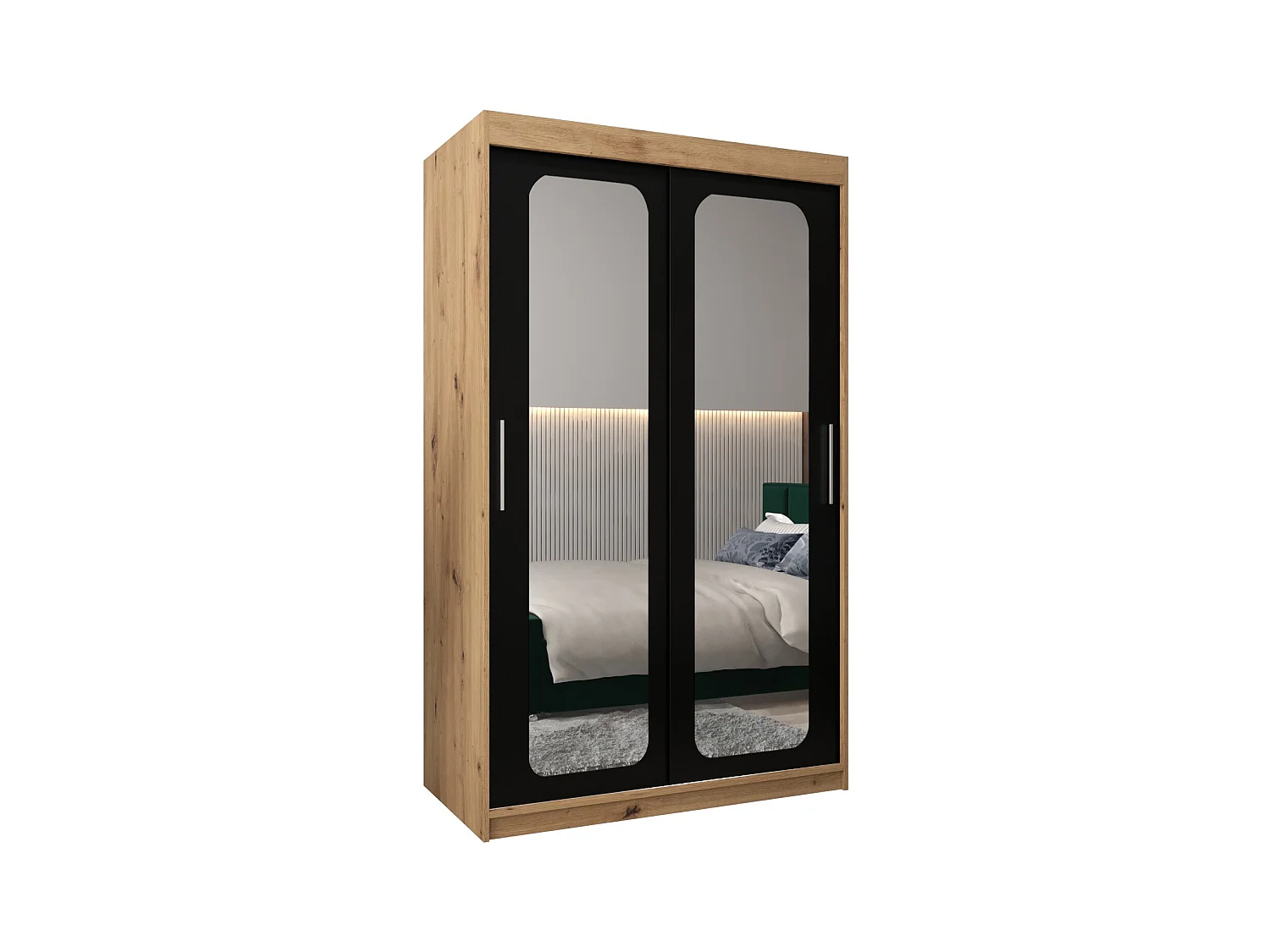 ARMOIRE PROMO T3 À PORTES COULISSANTES 200/120/62 2 Portes (Artisan/Noir)
