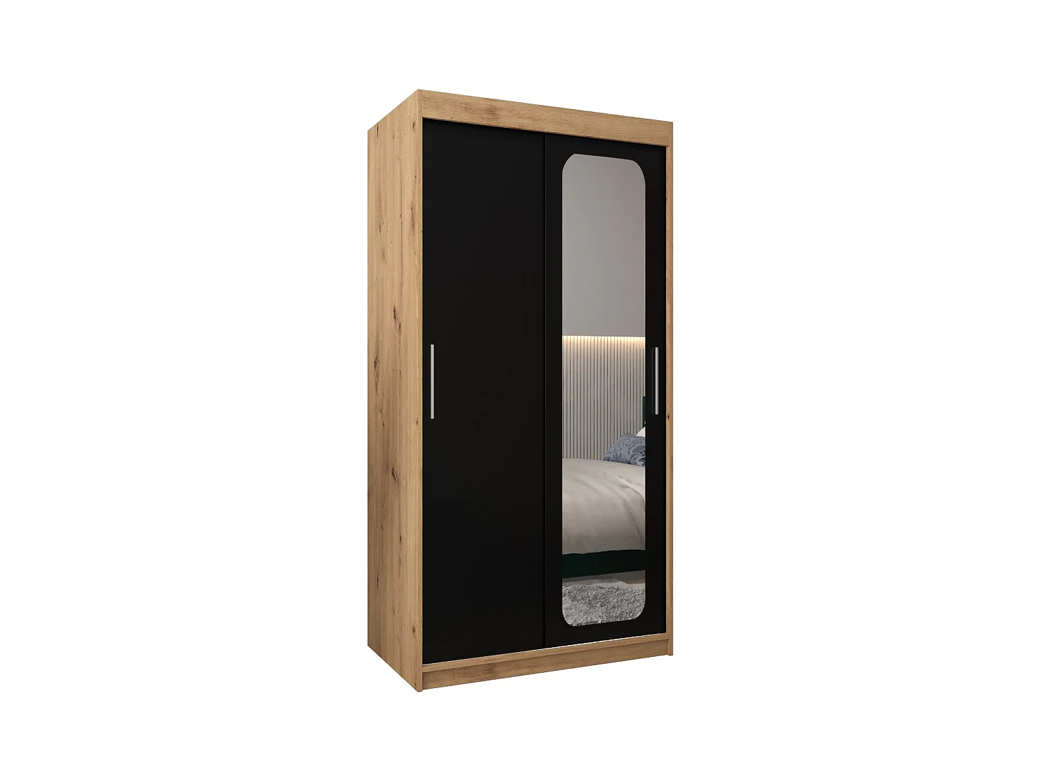 PROMO T2 KLEDINGKAST MET SCHUIFDEUREN 200/100/62 2 deuren (artisan/zwart)