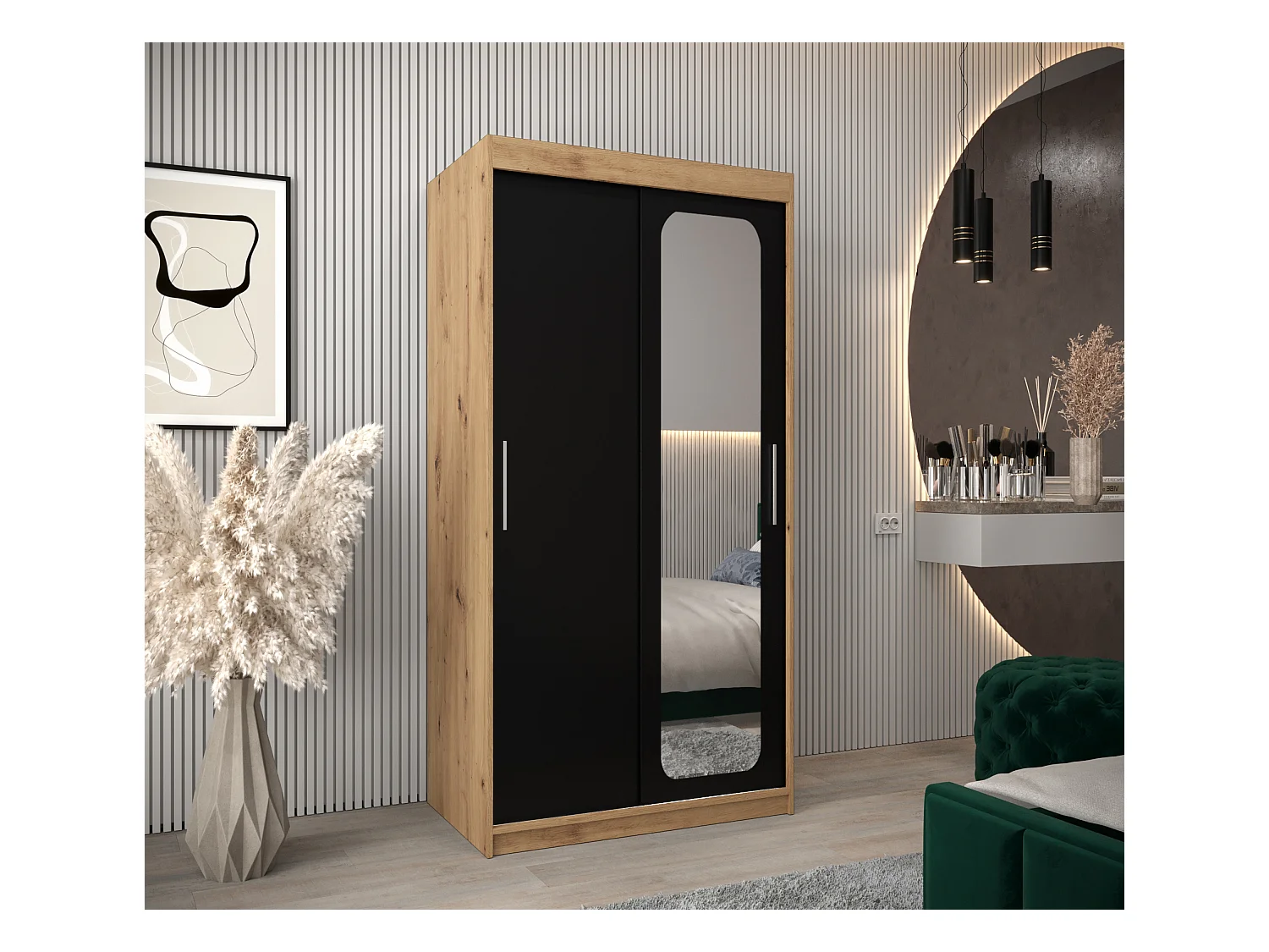 SCHWEBETÜRENSCHRANK PROMO T2 200/100/62 2-türig (Artisan/Schwarz)