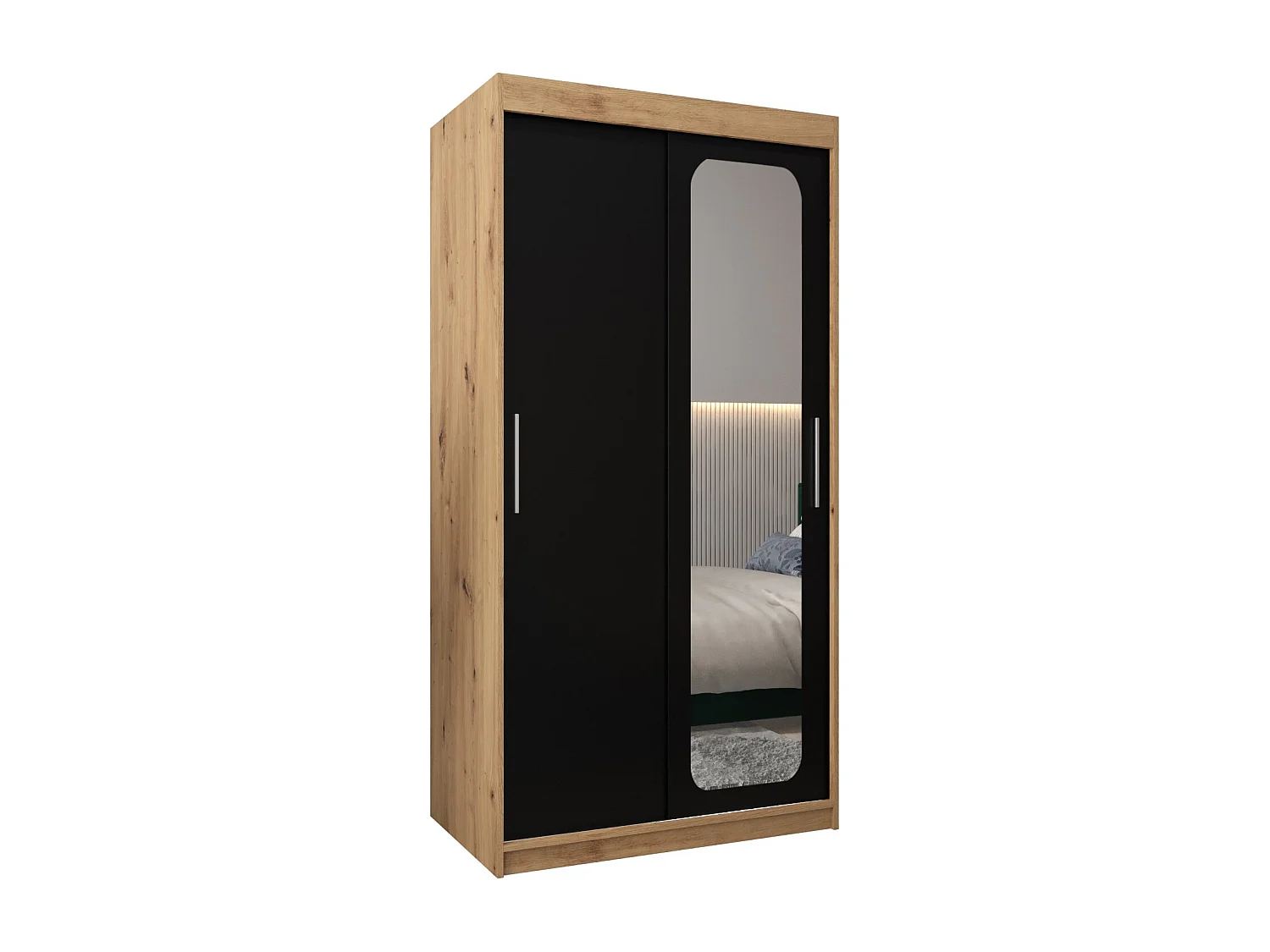 ARMOIRE PROMO T2 À PORTES COULISSANTES 200/100/62 2 Portes (Artisan/Noir)