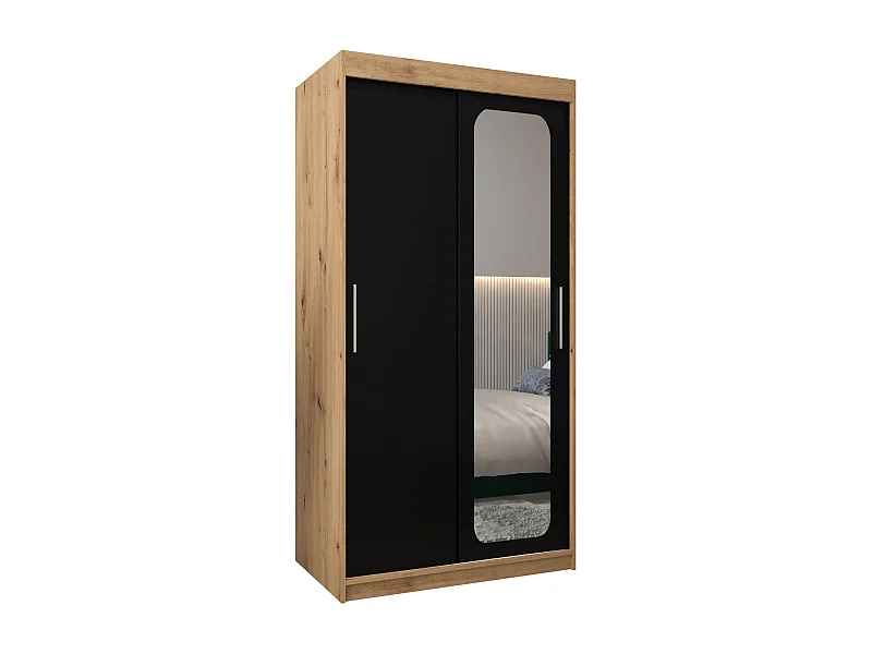 ARMOIRE PROMO T2 À PORTES COULISSANTES 200/100/62 2 Portes (Artisan/Noir)