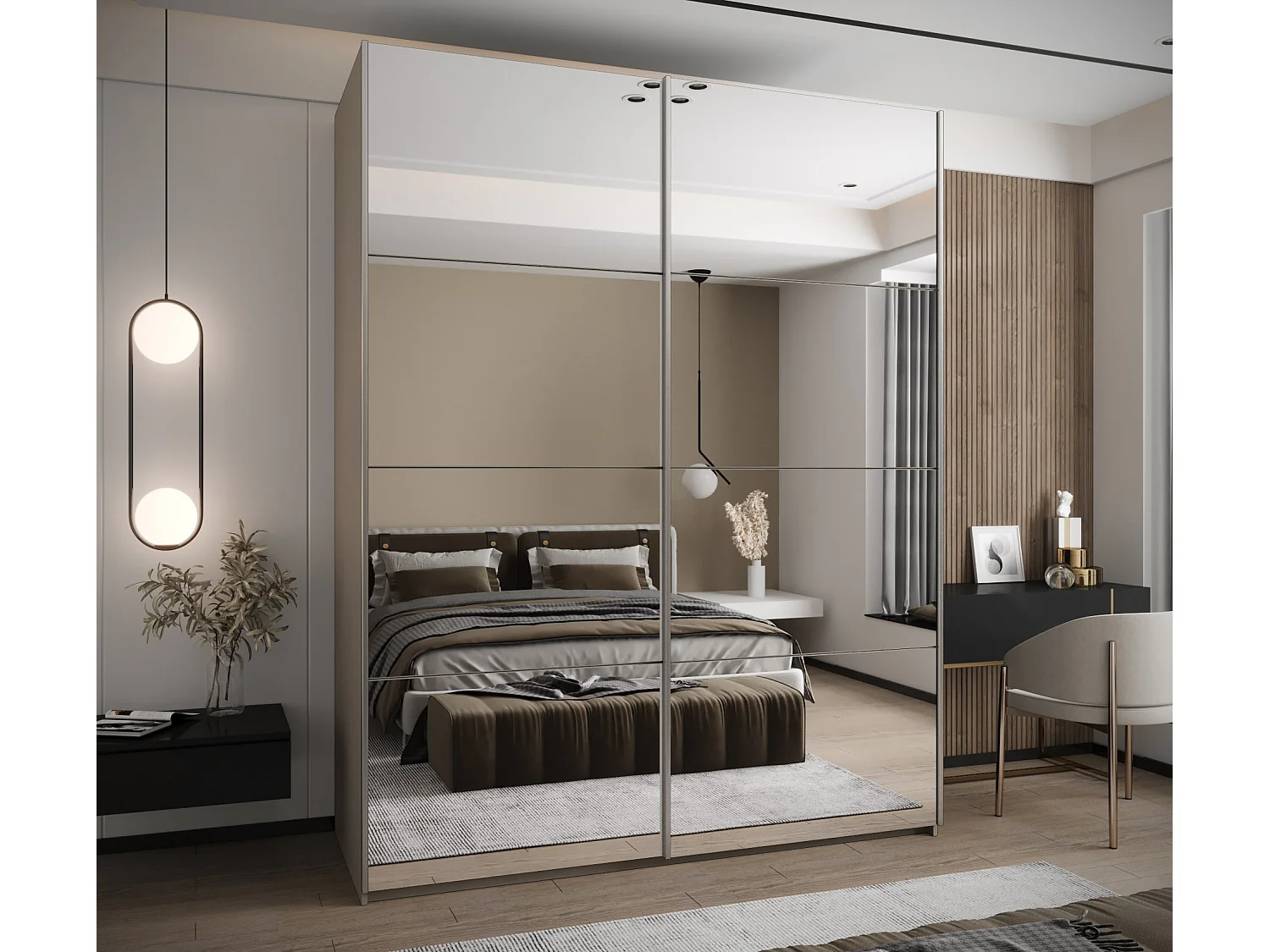 Armoire Lux 2 245,5/200/64 (Cachemire/Cachemire/Argent)