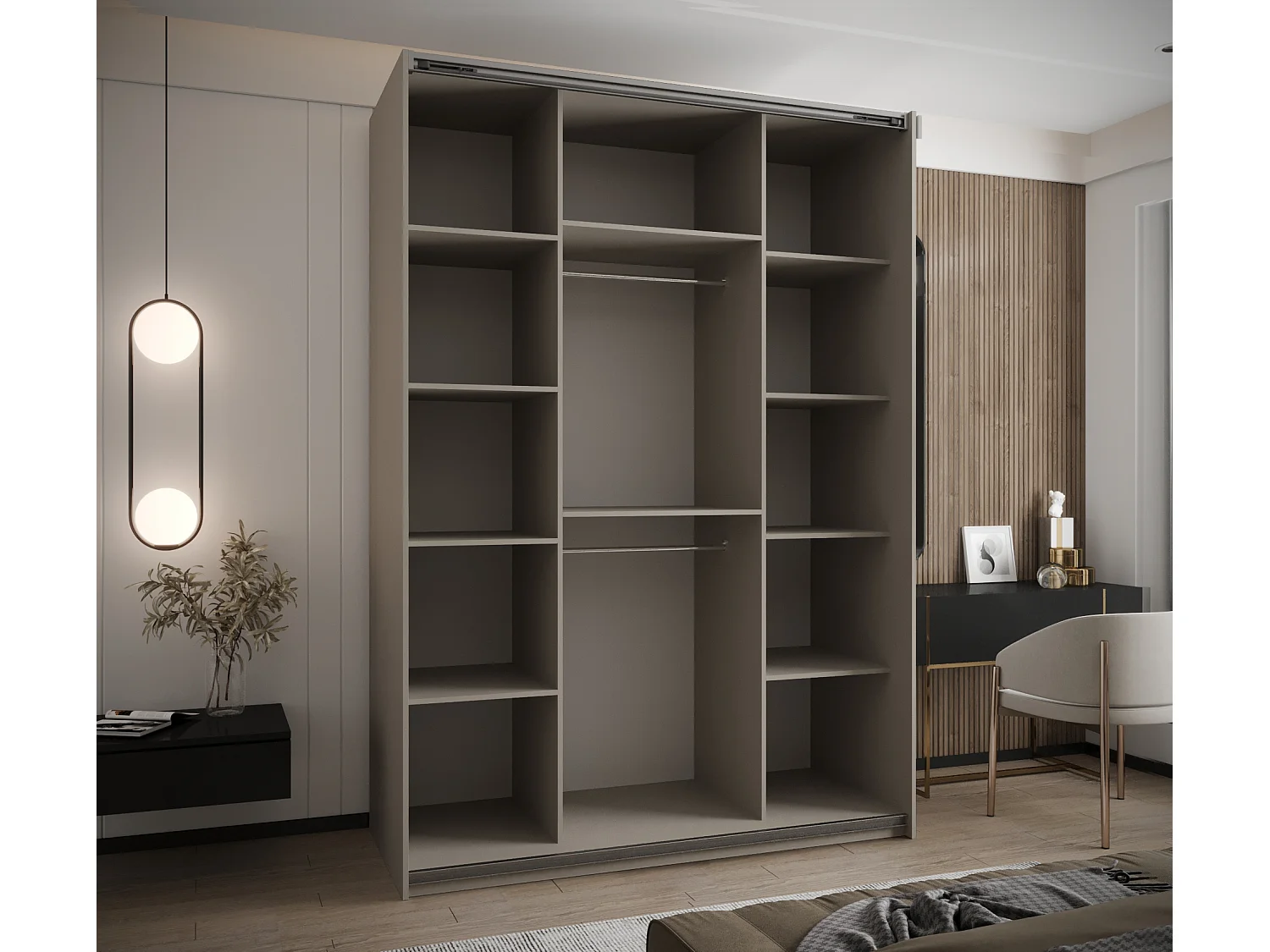 Armoire Lux 3 245,5/160/64 (Cachemire/Cachemire/Argent)