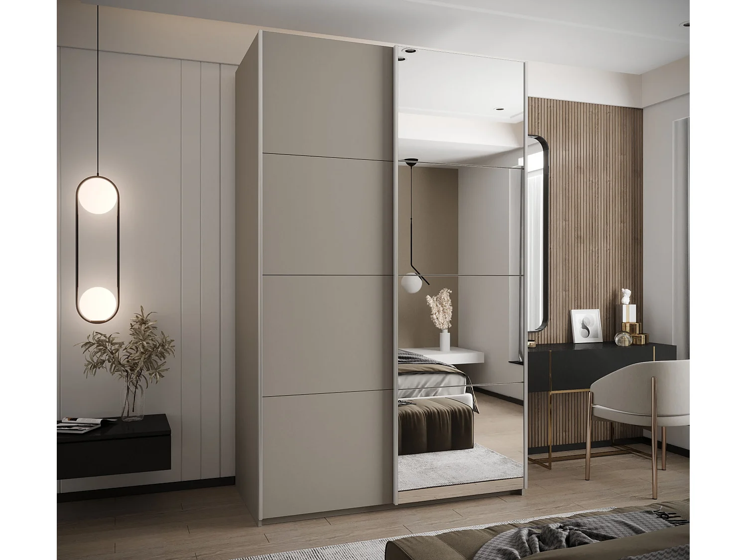 Armoire Lux 3 245,5/160/64 (Cachemire/Cachemire/Argent)