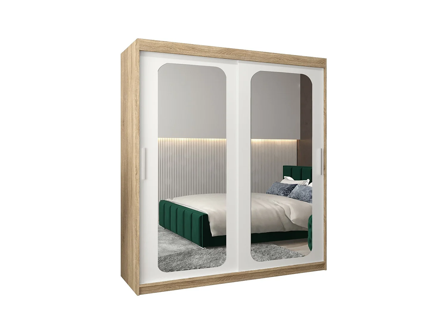 SCHWEBETÜRENSCHRANK PROMO T3 200/180/62 2-türig (Sonoma/Weiß)