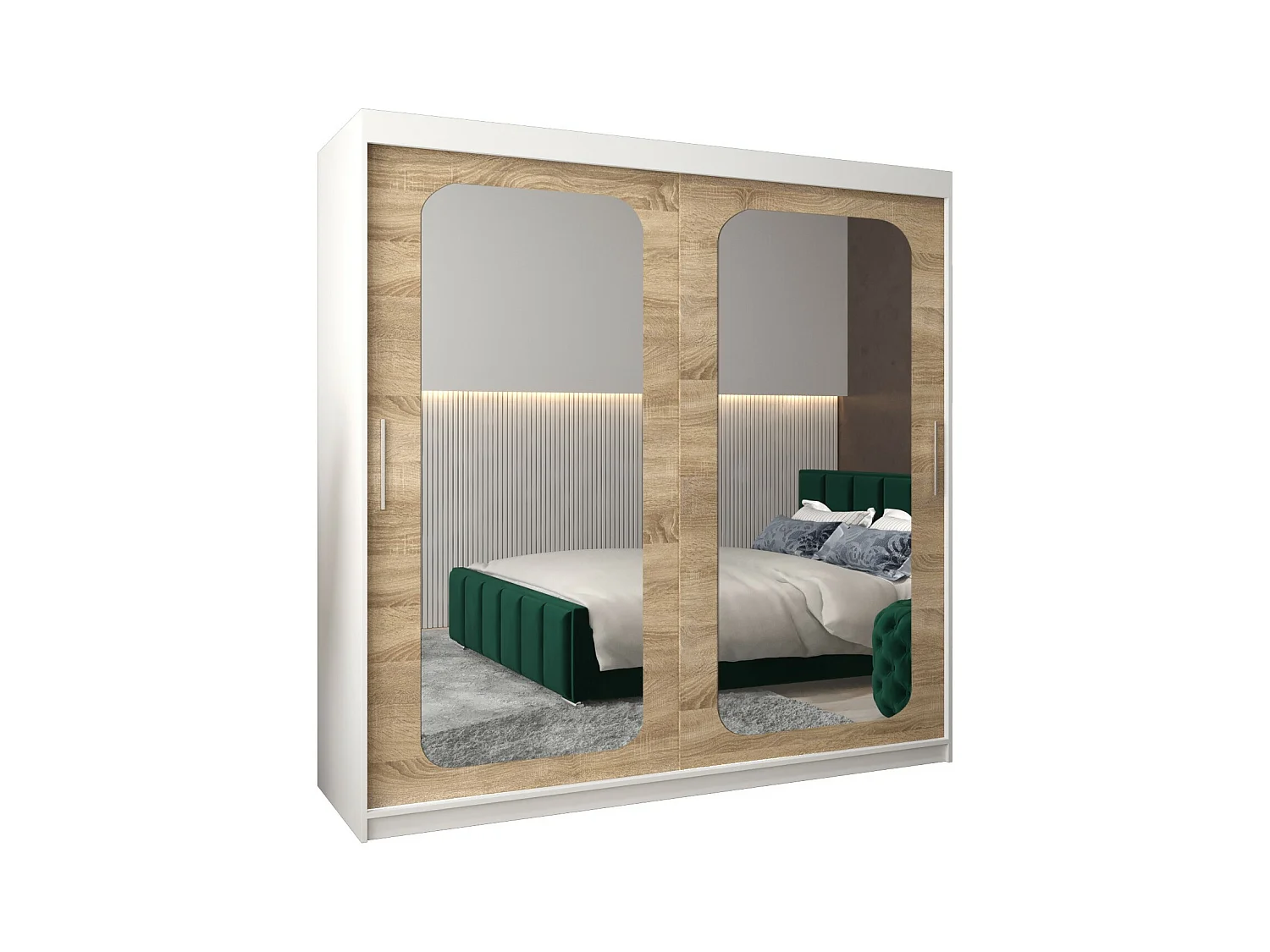 PROMO T3 KLEDINGKAST MET SCHUIFDEUREN 200/200/62 2 deuren (wit/sonoma)