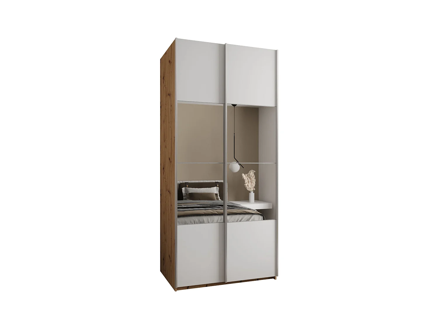 KLEDINGKAST MET SCHUIFDEUREN Lux 4 245,5/110/64 (Artisan/Wit/Zilver)