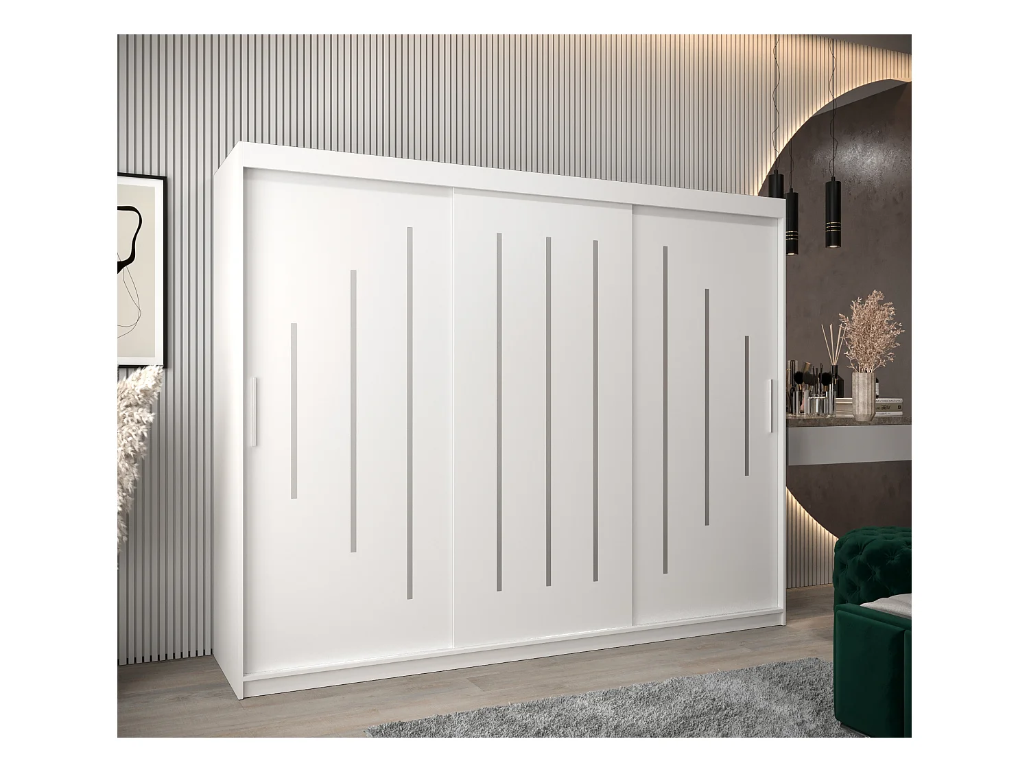 ARMOIRE YORK À PORTES COULISSANTES 200/250/62 3 Portes (Blanc/Blanc)