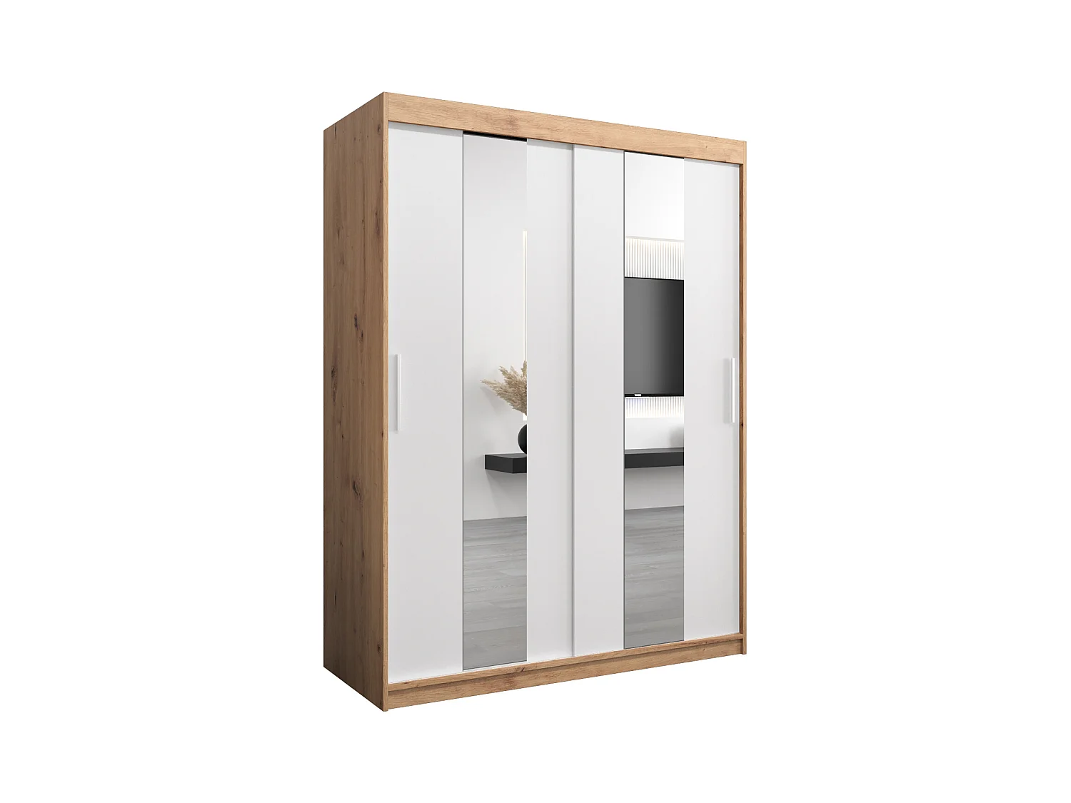 Armoire Pole À Portes Coulissantes 200/150/62 2 portes (Artisan/Blanc)