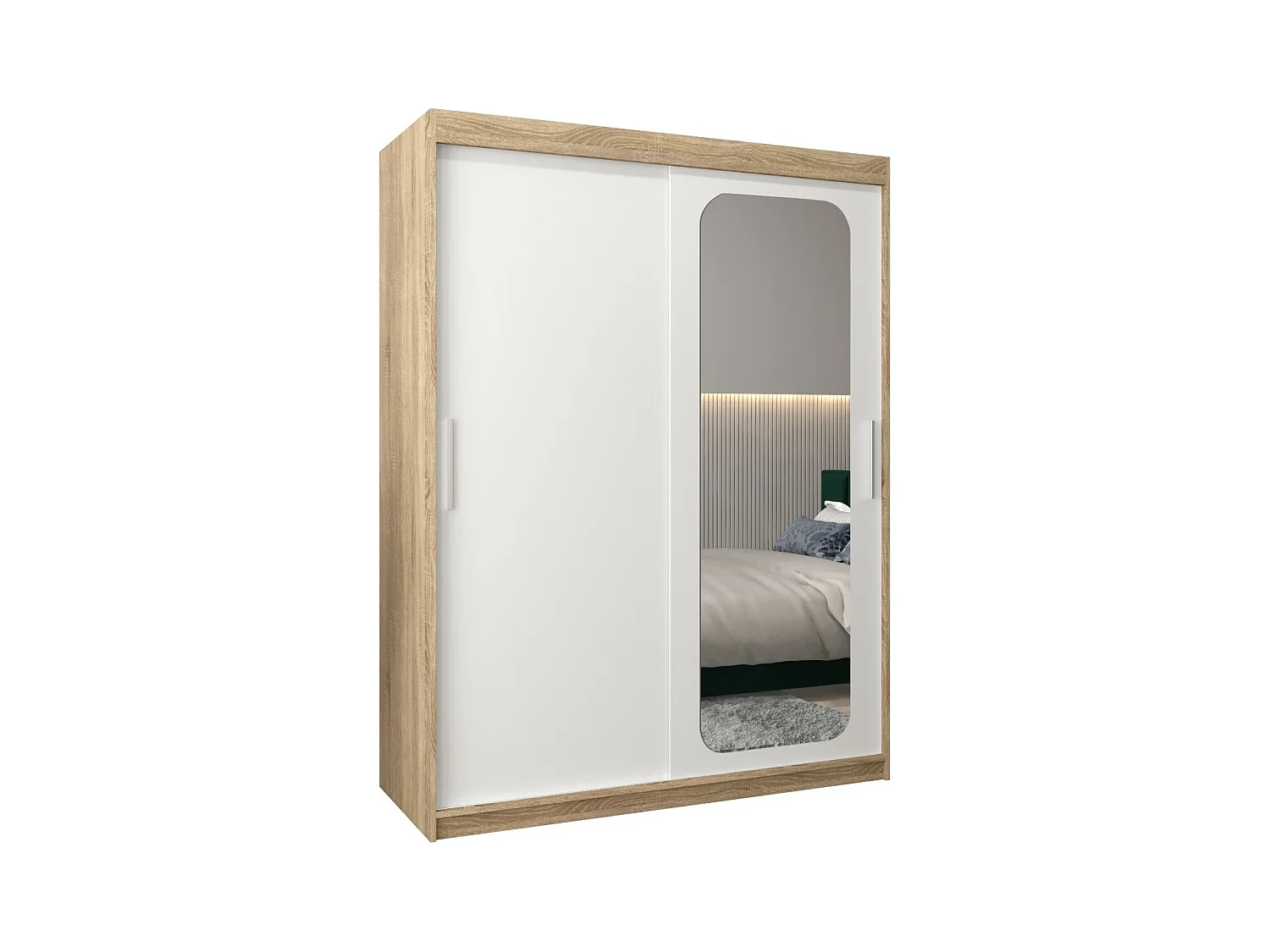 ARMOIRE PROMO T2 À PORTES COULISSANTES 200/150/62 2 Portes (Sonoma/Blanc)