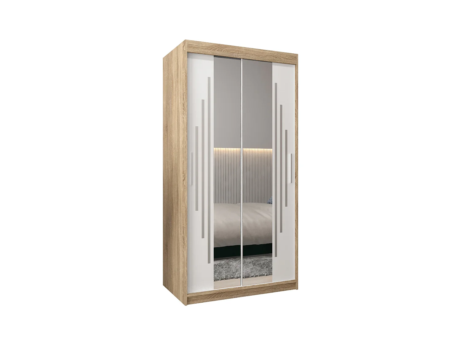 ARMADIO YORK 1 AD ANTE SCORREVOLI 200/100/62 2 porte (Sonoma/Bianco)