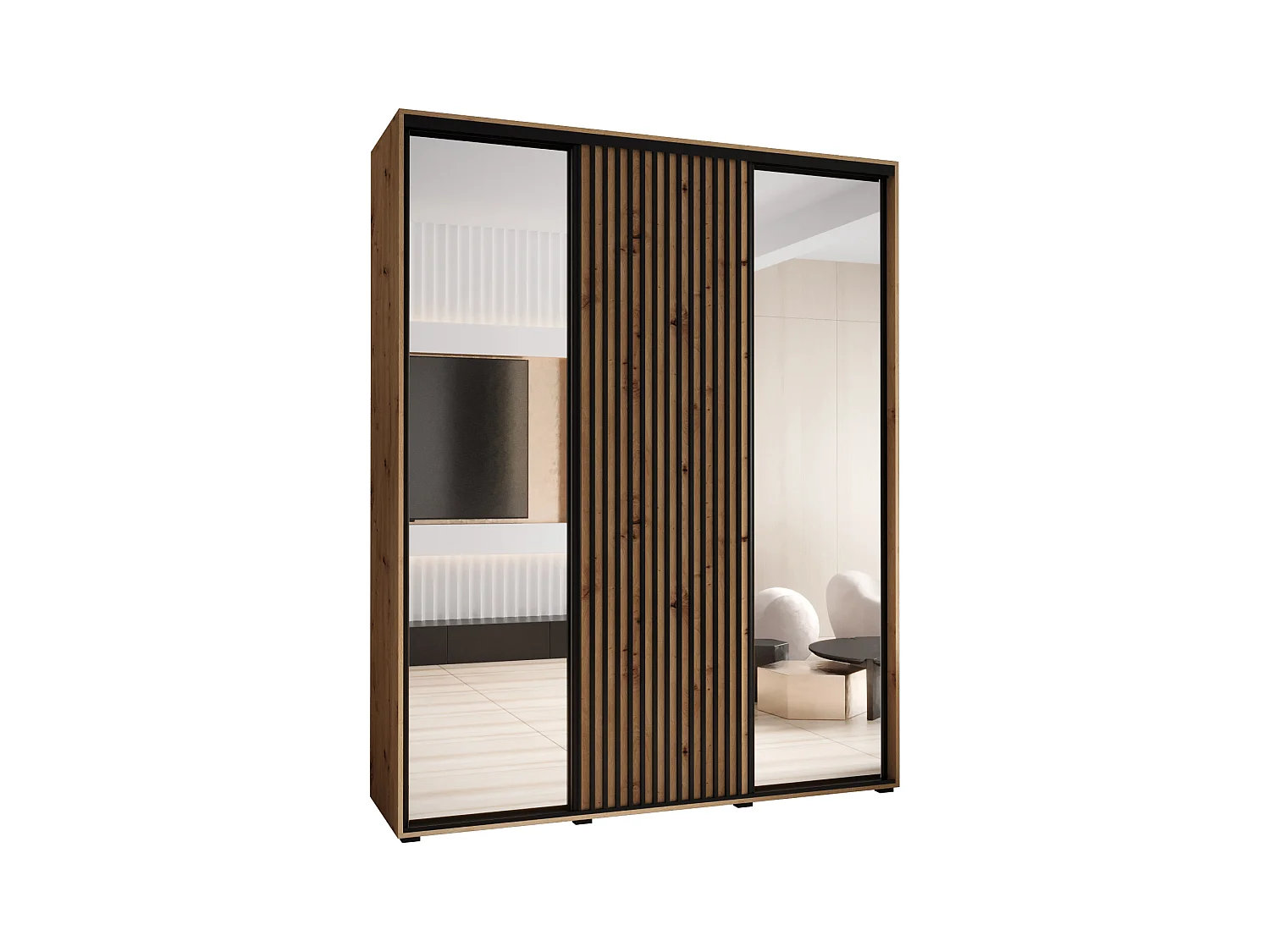 LANKO 2 KLEDINGKAST MET SCHUIFDEUREN 235,2/200/60 3 deuren (artisan/artisan)