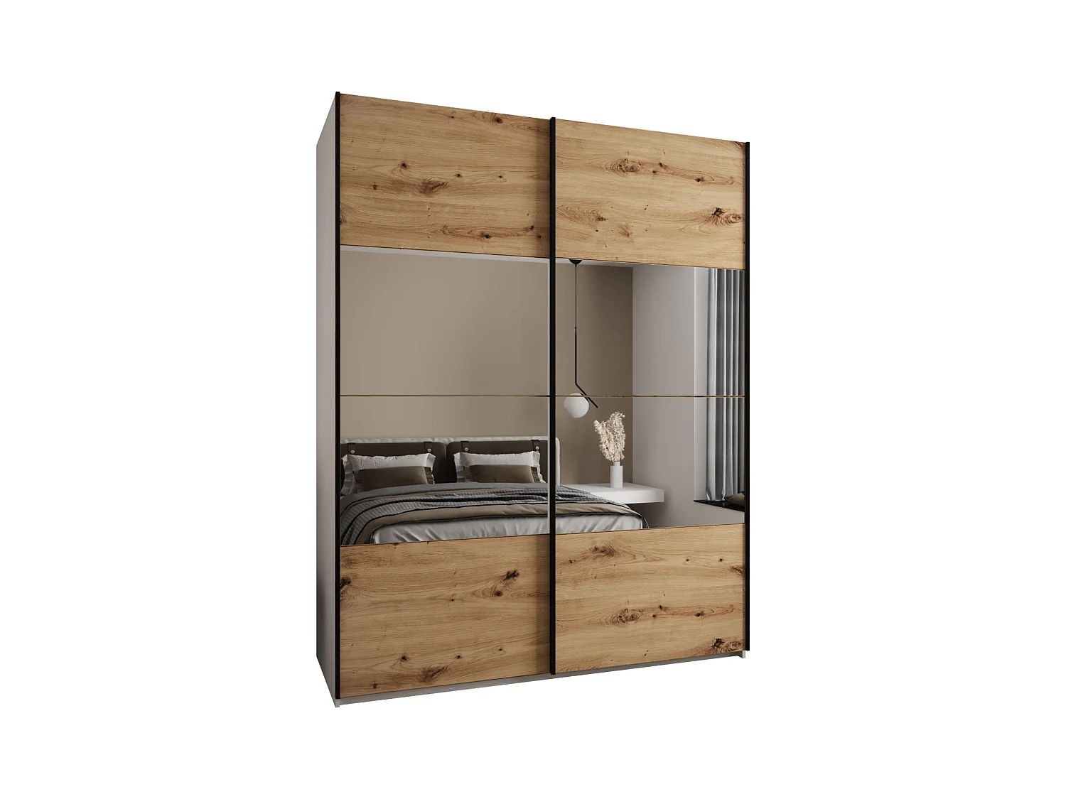 SCHWEBETÜRENSCHRANK Lux 4 245,5/200/64 (Weiß/Artisan/Schwarz)