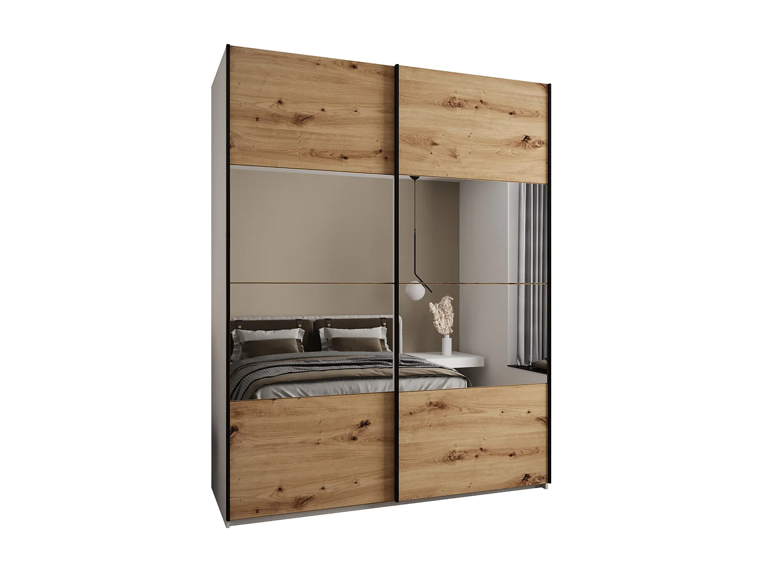 Armoire Lux 4 245,5/200/64 (Blanc/Artisan/Noir)