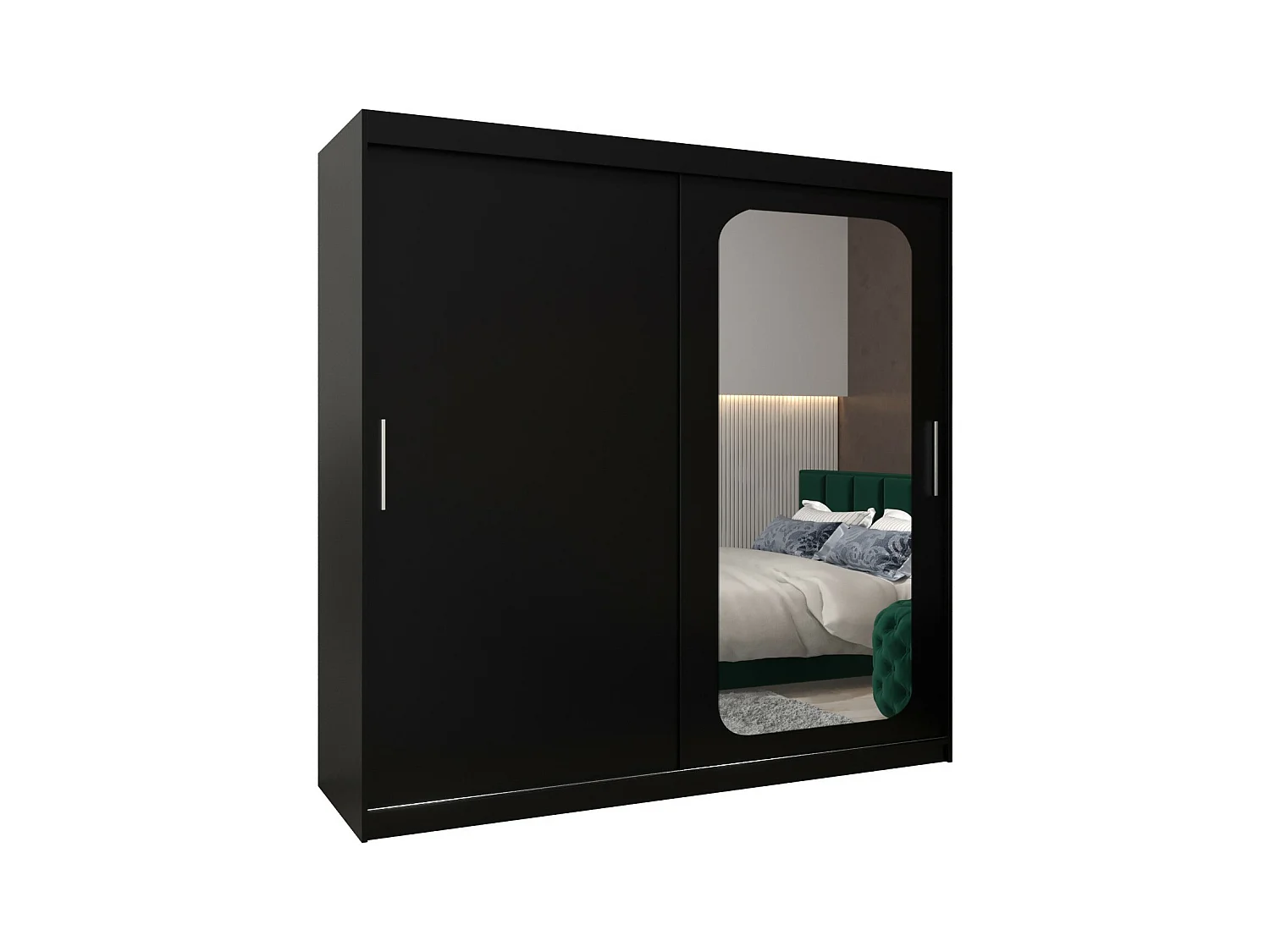 PROMO T2 KLEDINGKAST MET SCHUIFDEUREN 200/200/62 2 deuren (zwart/zwart)
