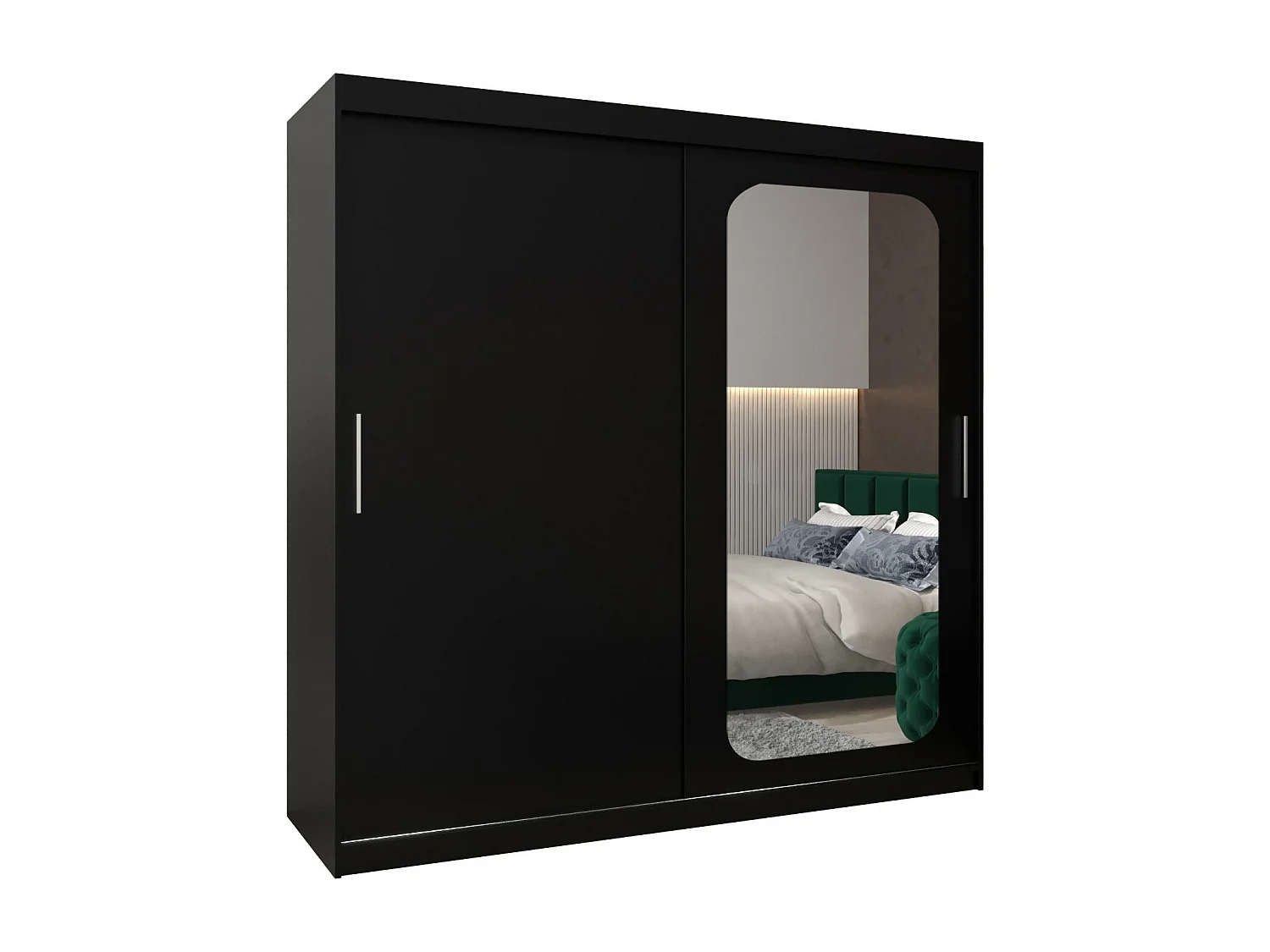 ARMOIRE PROMO T2 À PORTES COULISSANTES 200/200/62 2 Portes (Noir/Noir)