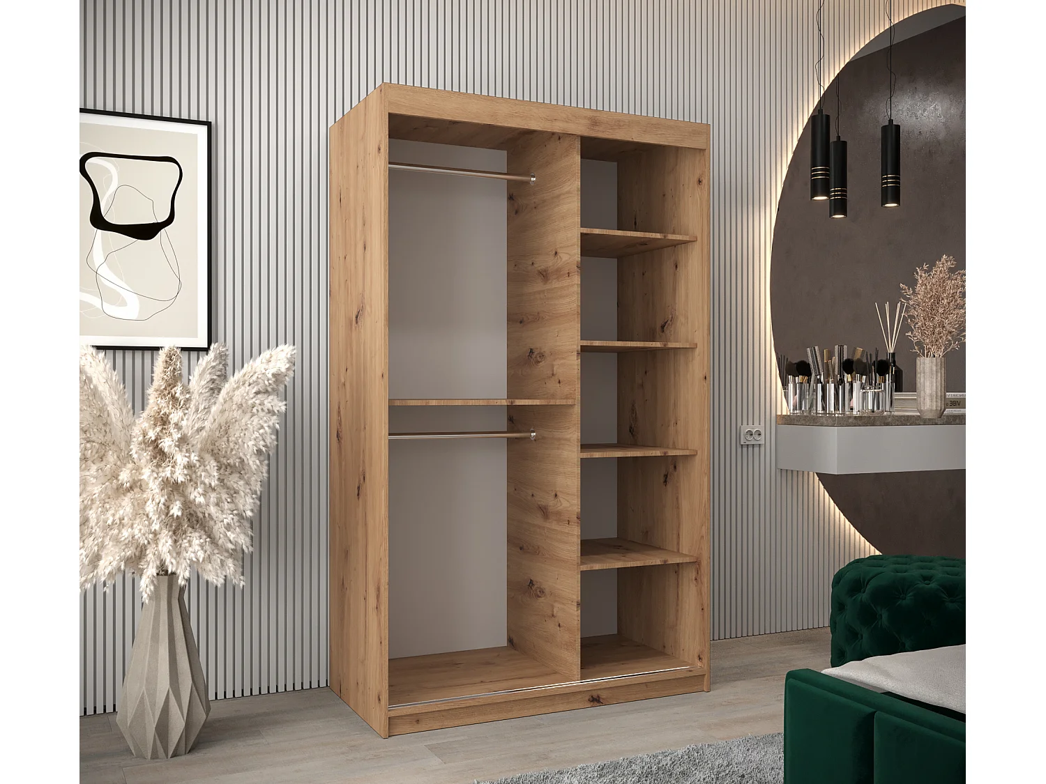 ARMARIO PROMO T2 DE PUERTAS CORREDERAS 200/120/62 2 puertas (artisan/blanco)