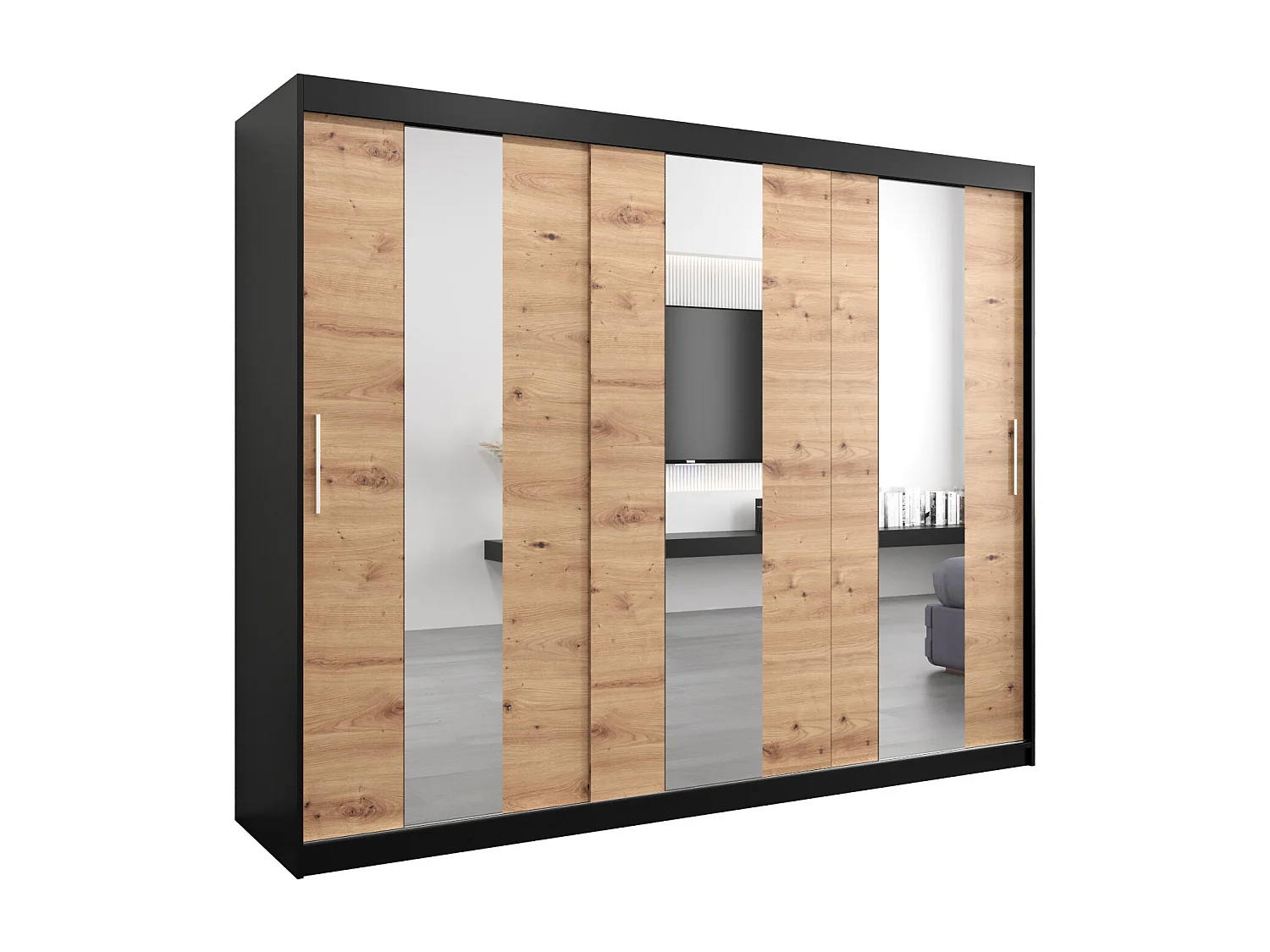 Armoire Pole À Portes Coulissantes 200/250/62 3 Portes (Noir/Artisan)